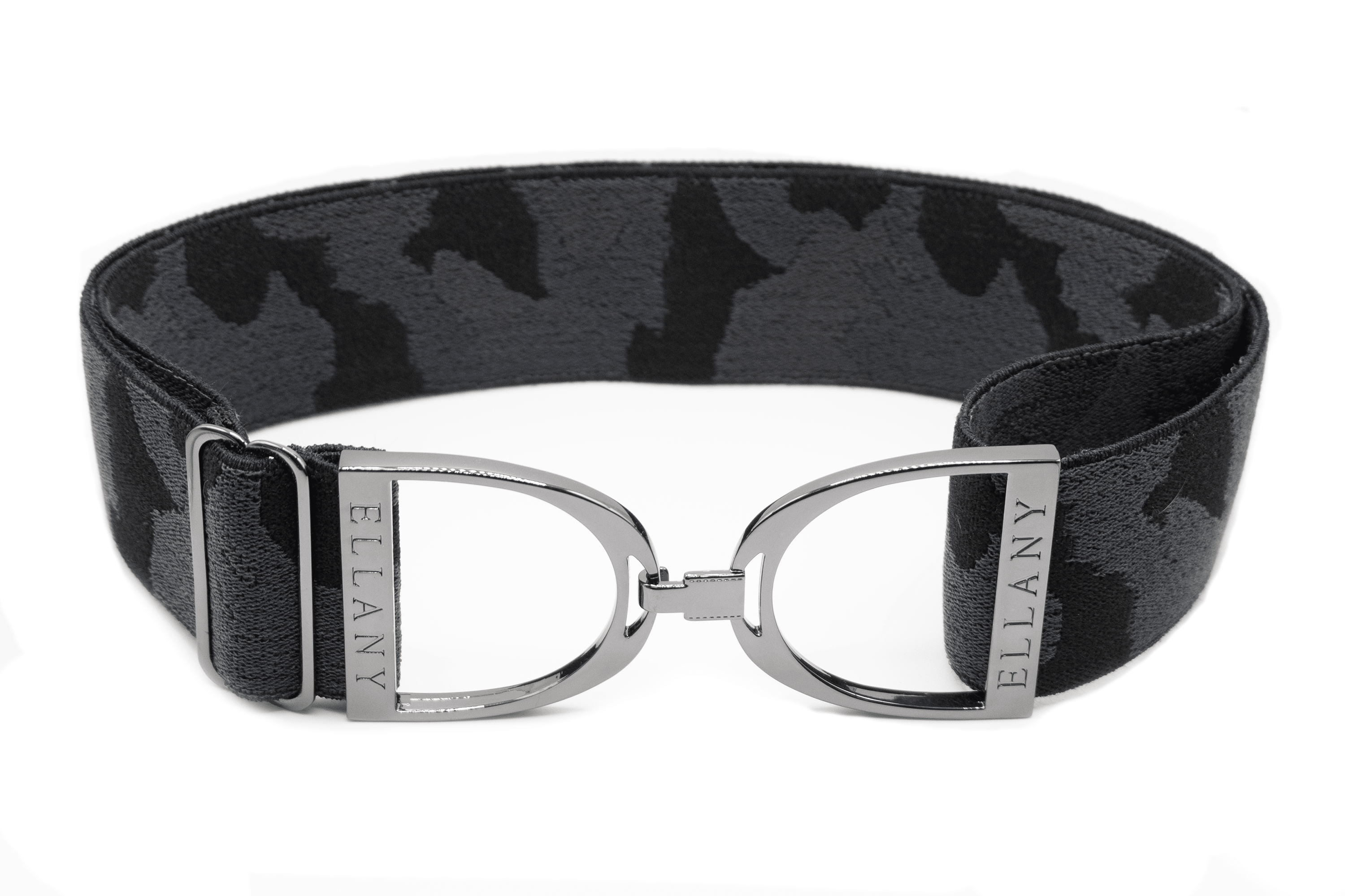 Ellany Black Camo - 2" Gunmetal Stirrup Elastic Belt - Huston x Ellany - Equiluxe Tack