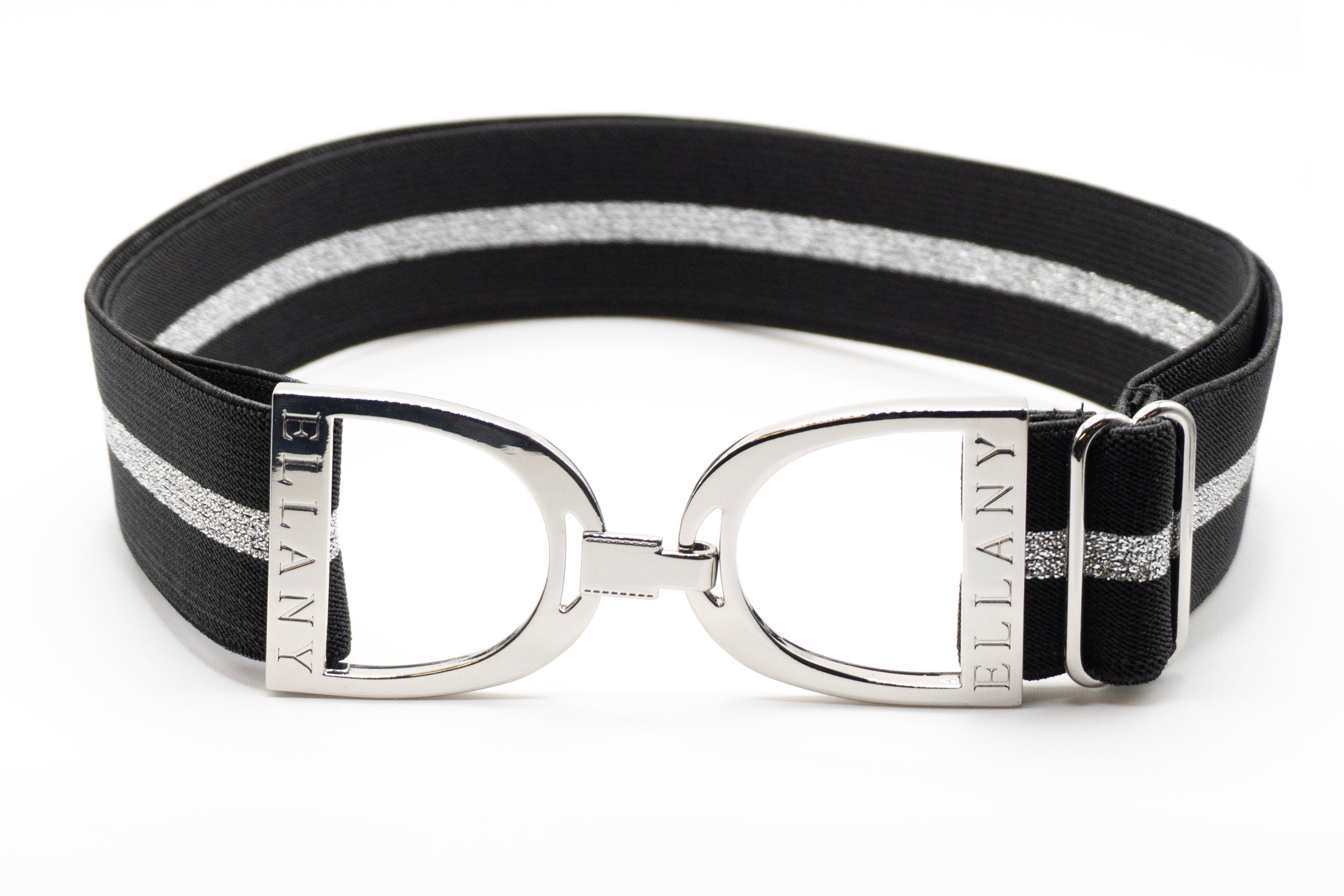 Ellany Black & Silver - 1.5" Silver Stirrup Elastic Belt - Huston x Ellany - Equiluxe Tack