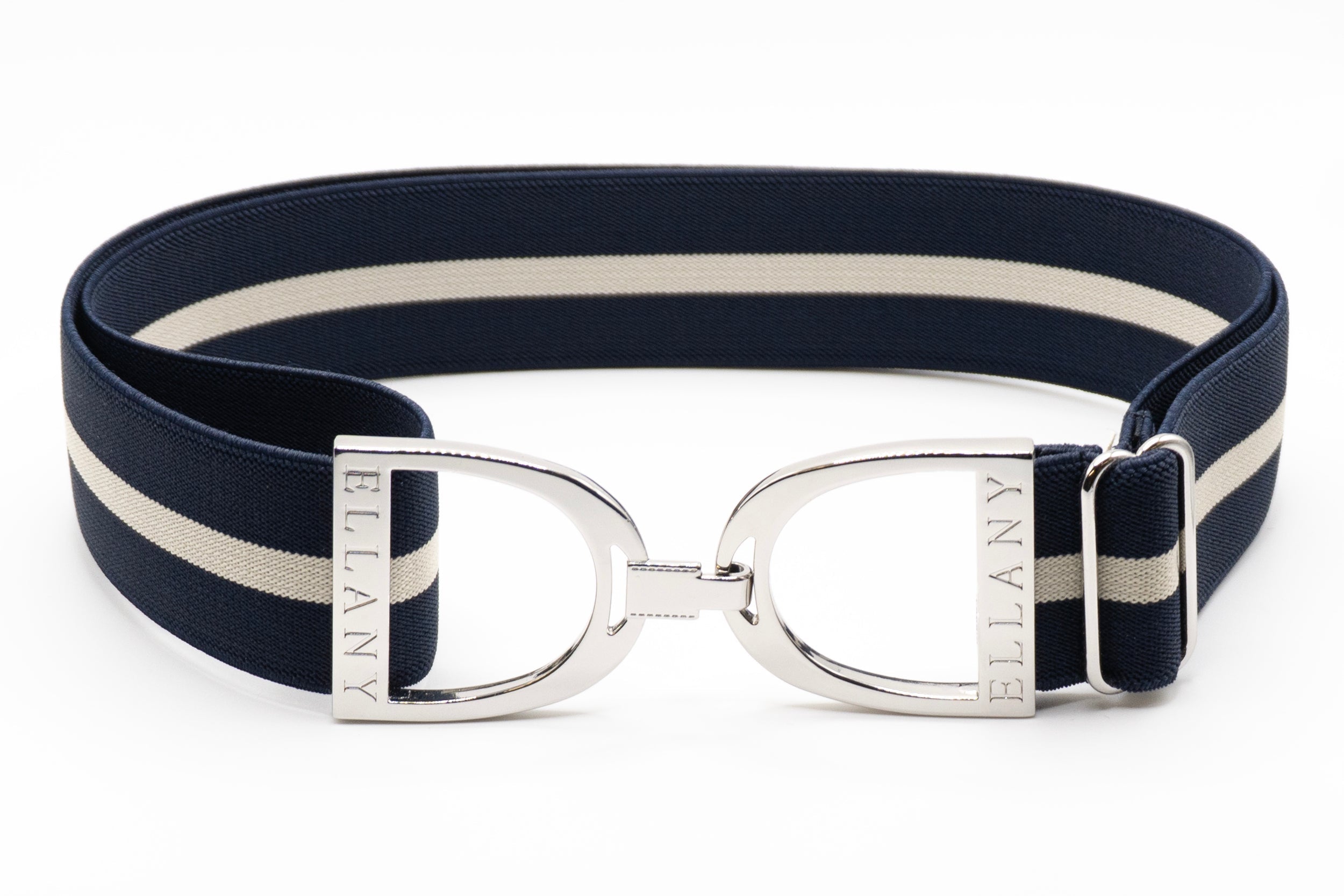 Ellany Blueberries & Cream - 1.5" Silver Stirrup Elastic Belt - Huston x Ellany - Equiluxe Tack