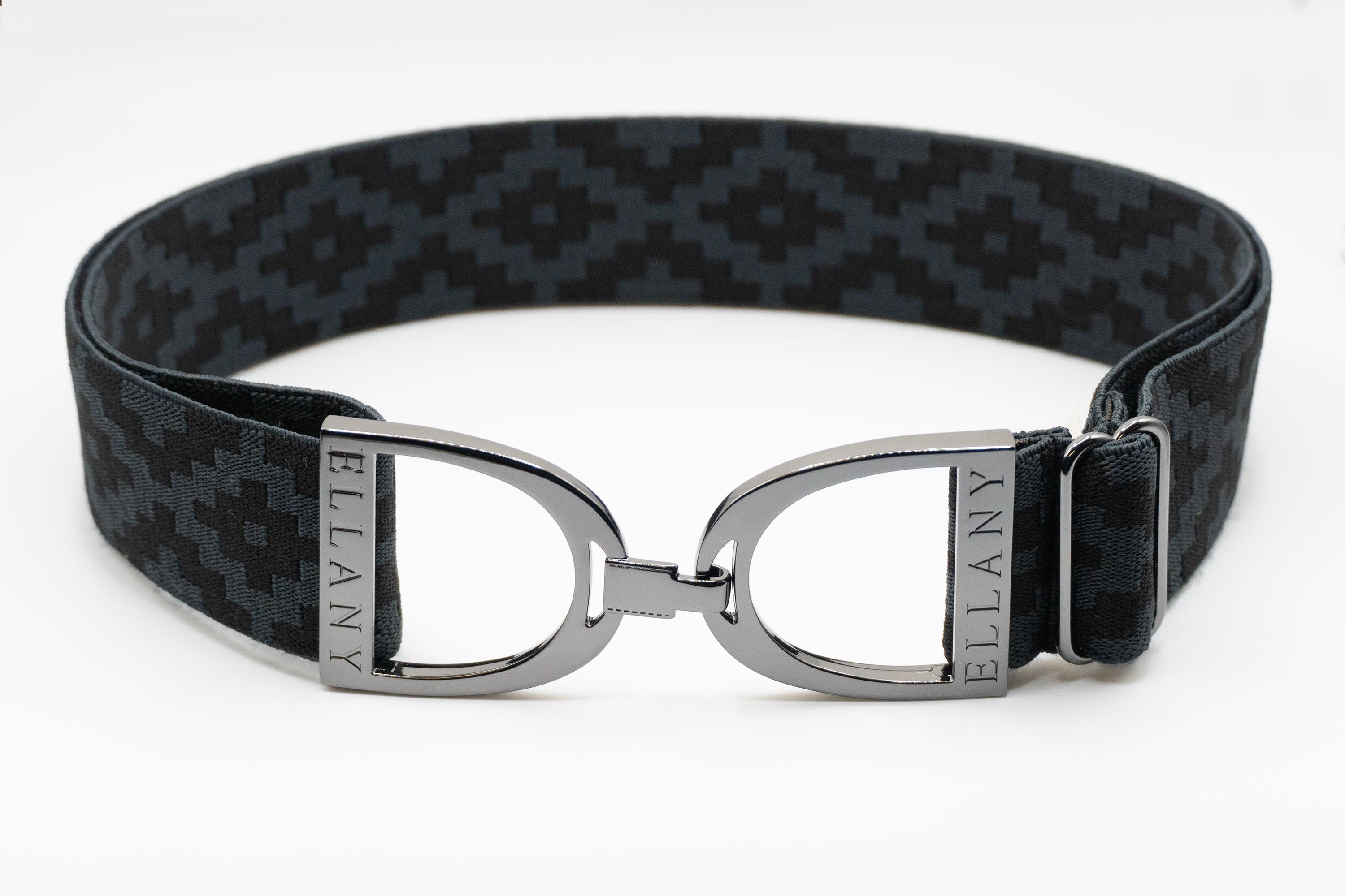Ellany Charcoal Polo - 1.5" Gunmetal Stirrup Elastic Belt - Huston x Ellany - Equiluxe Tack