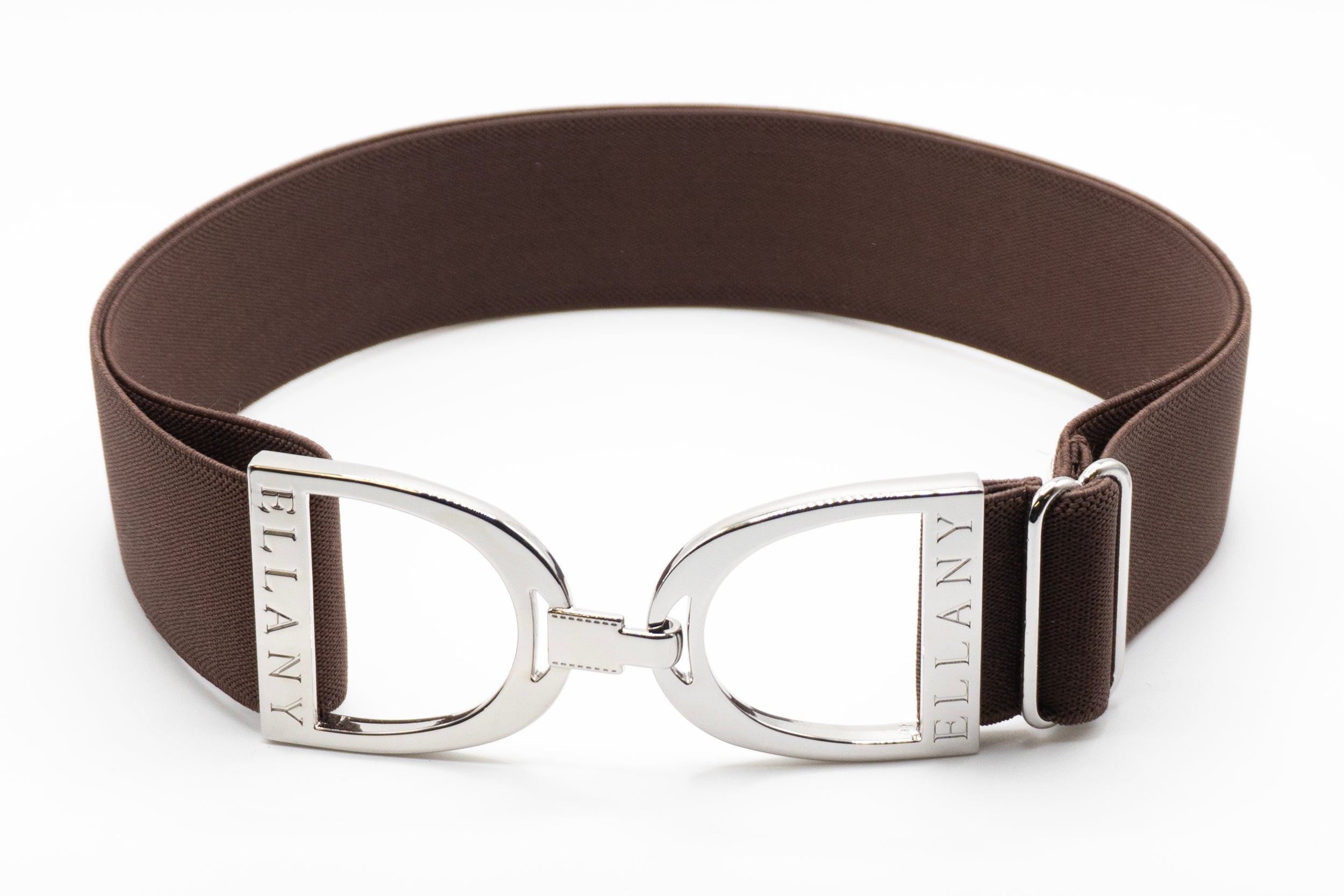 Ellany Chocolate - 1.5" Silver Stirrup Elastic Belt - Huston x Ellany - Equiluxe Tack