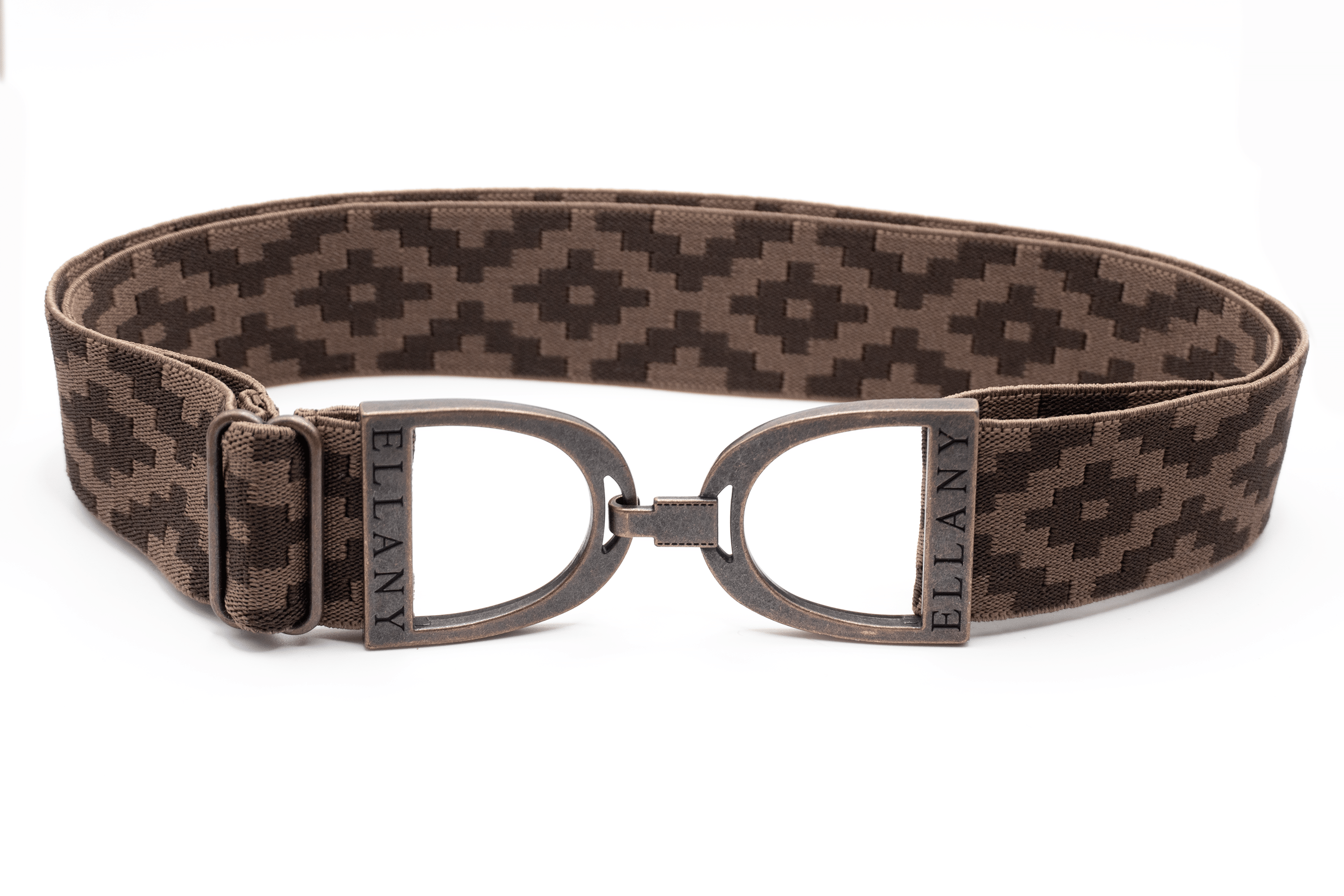 Ellany Chocolate Polo - 1.5" Copper Stirrup Elastic Belt - Huston x Ellany - Equiluxe Tack