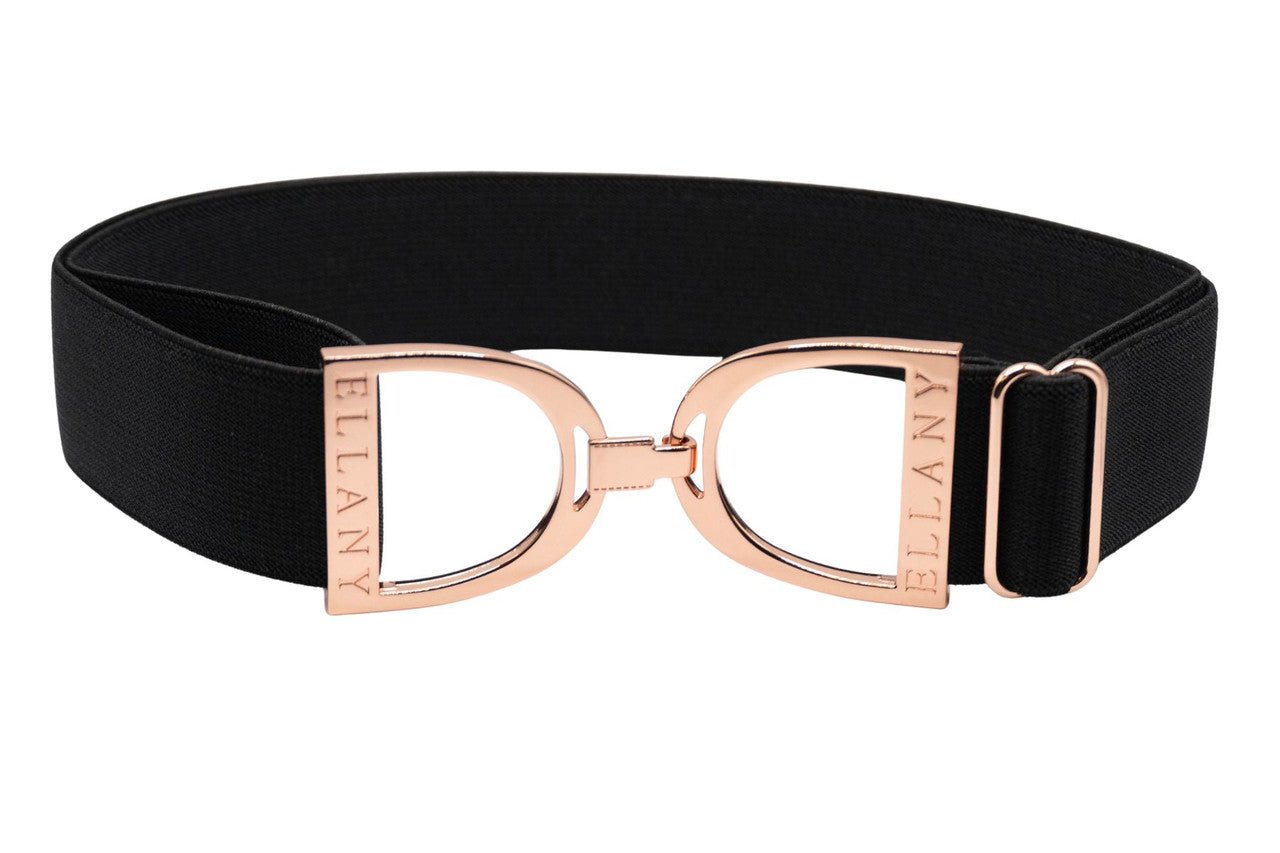Ellany™ Elastic Belt 1.5" Black with Rose Gold Stirrup CORE Collection - Ellany - Equiluxe Tack
