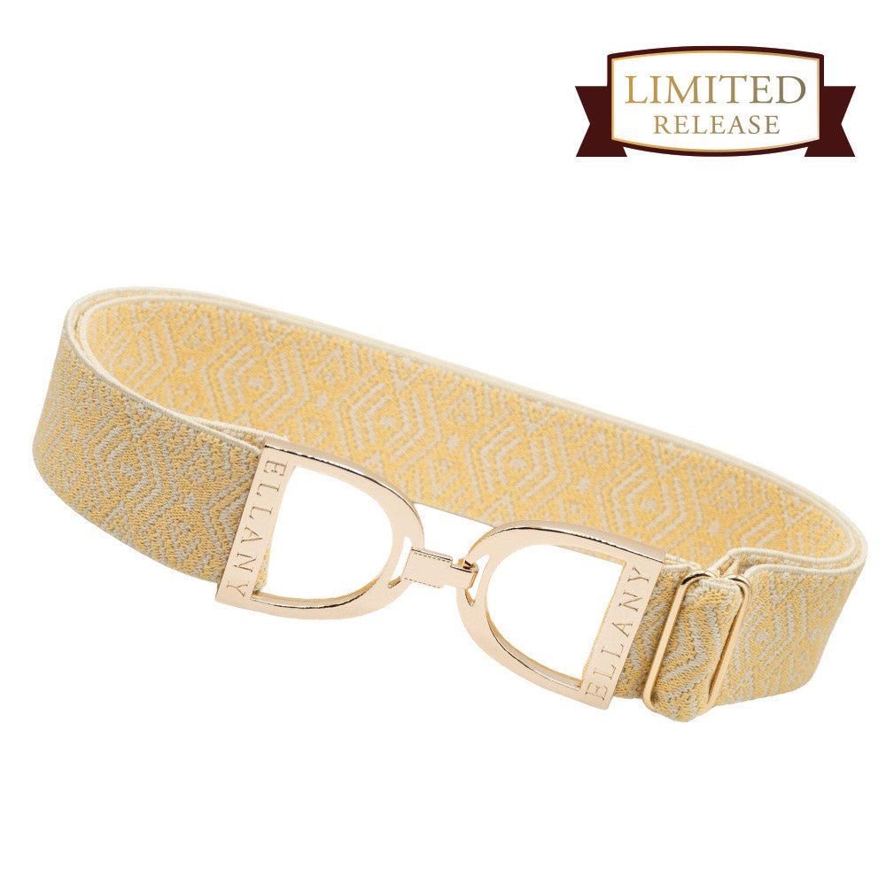 Ellany™ Elastic Belt 1.5" Buttercream Tribal with Gold Stirrup - Ellany - Equiluxe Tack