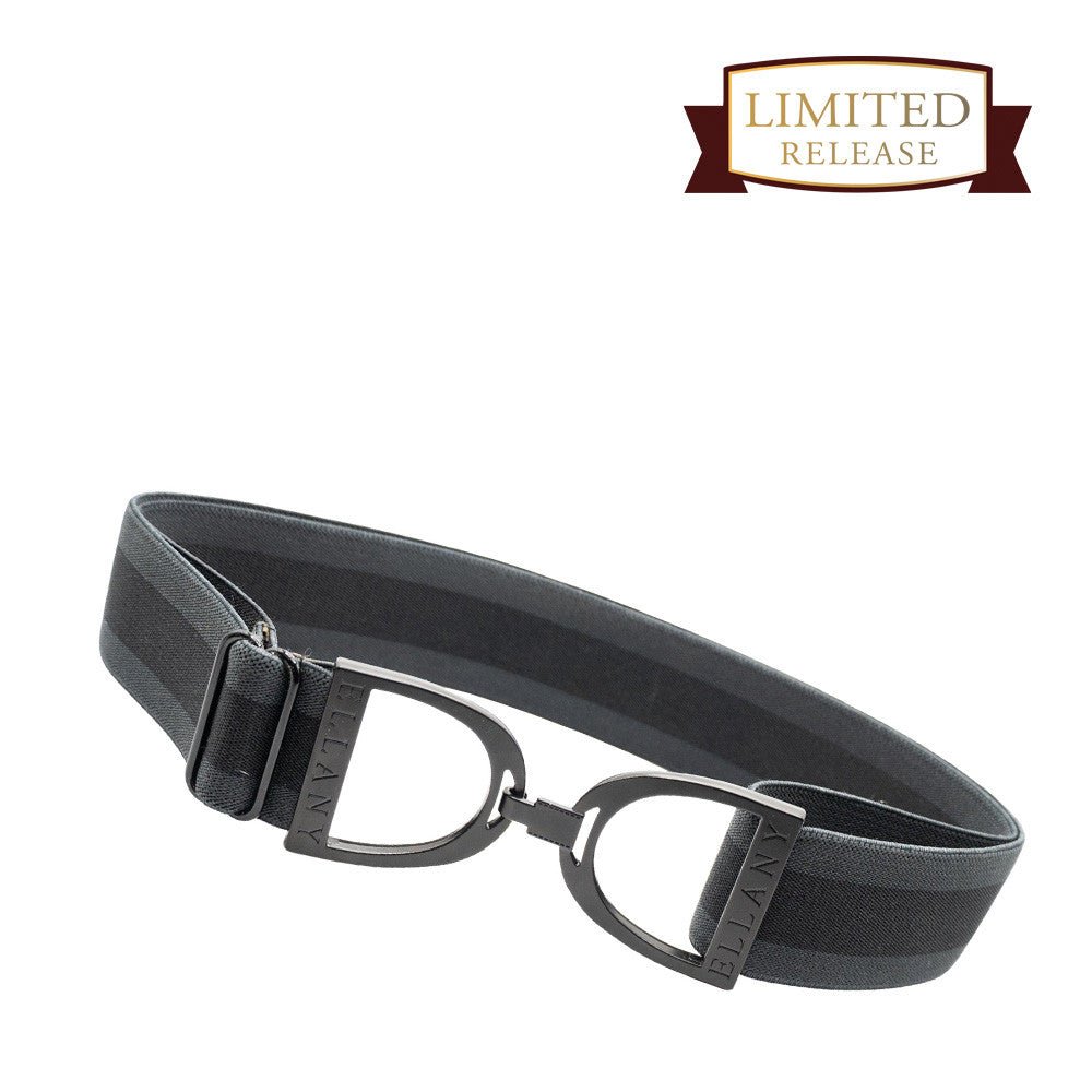 Ellany™ Elastic Belt 1.5" Charcoal Stripes with Black Stirrup - Ellany - Equiluxe Tack