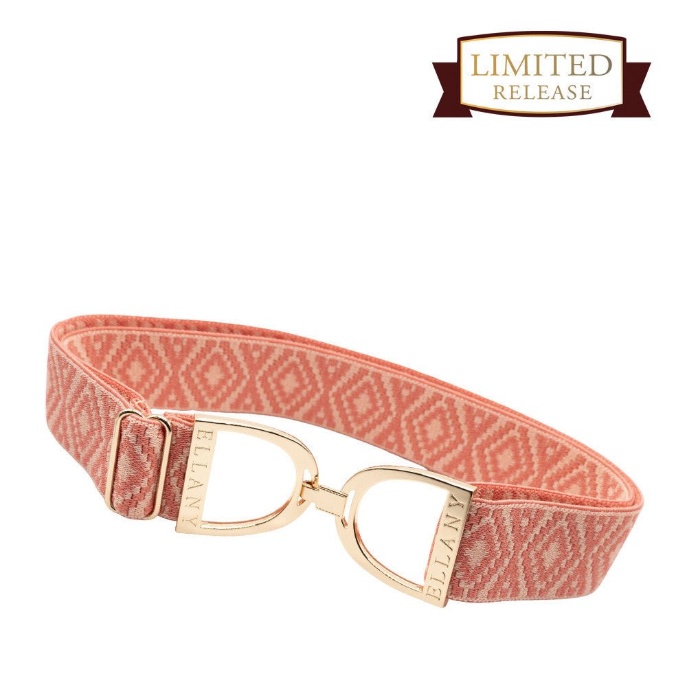 Ellany™ Elastic Belt 1.5" Coral Ornata with Gold Stirrup - Ellany - Equiluxe Tack