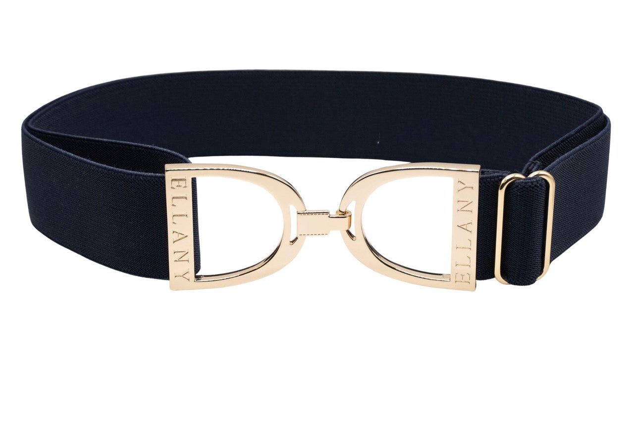 Ellany™ Elastic Belt 1.5" Navy with Gold Stirrup CORE Collection - Ellany - Equiluxe Tack