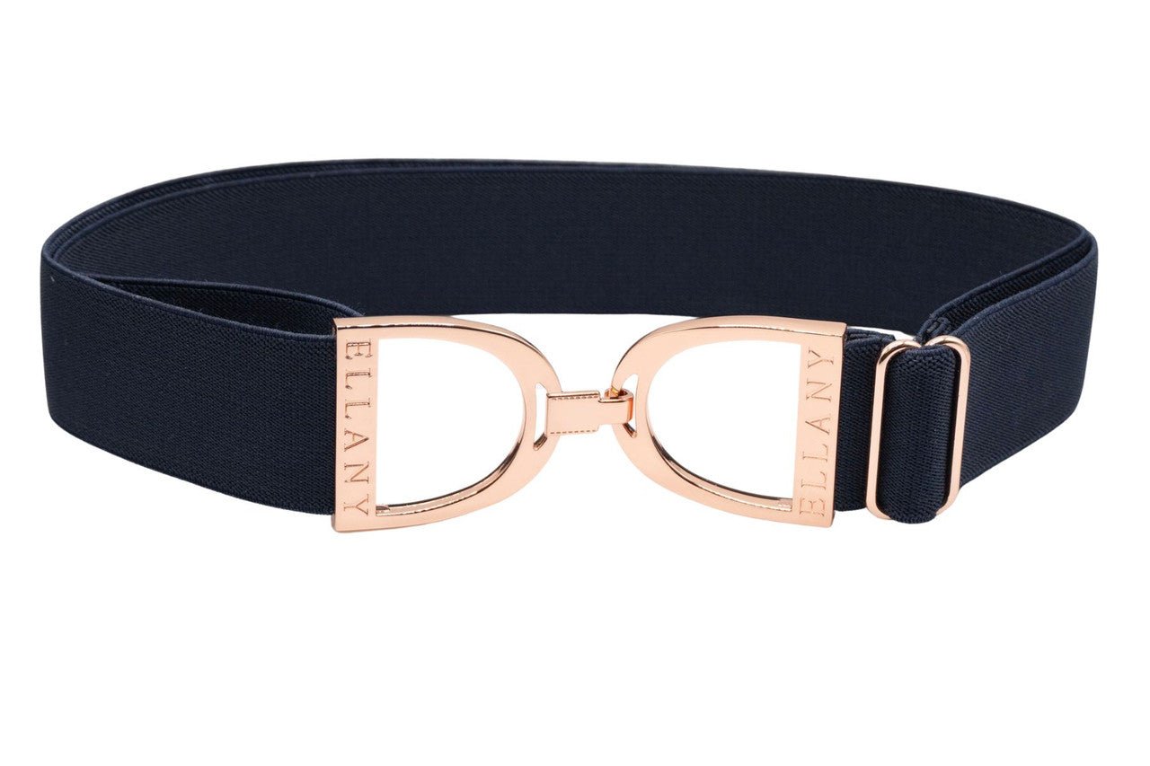 Ellany™ Elastic Belt 1.5" Navy with Rose Gold Stirrup CORE Collection - Ellany - Equiluxe Tack