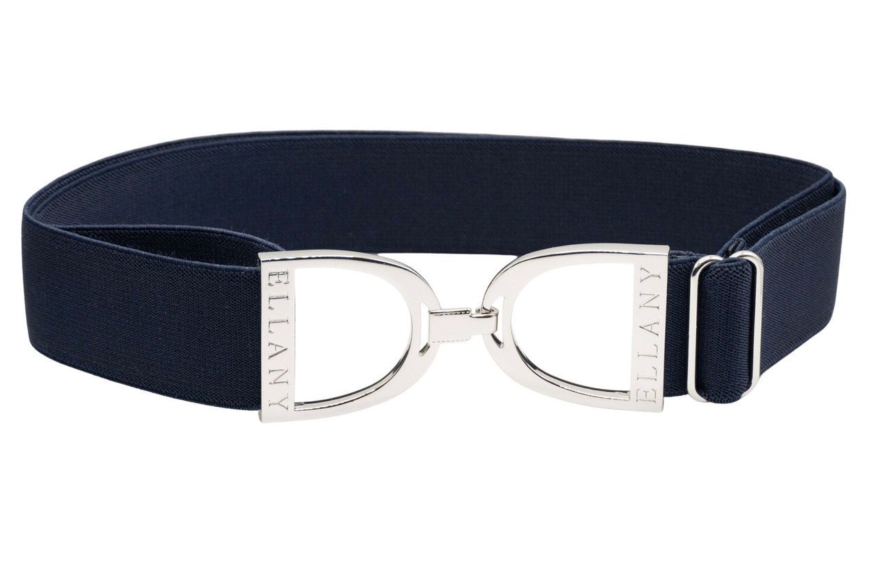 Ellany™ Elastic Belt 1.5" Navy with Silver Stirrup CORE Collection - Ellany - Equiluxe Tack