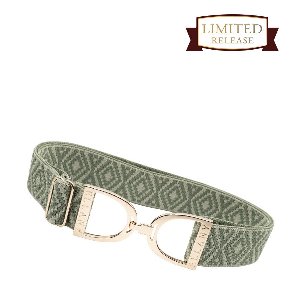 Ellany™ Elastic Belt 1.5" Sage Ornata with Gold Stirrup - Ellany - Equiluxe Tack
