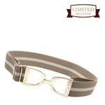 Ellany™ Elastic Belt 1.5" Taupe & Cream with Gold Stirrup - Ellany - Equiluxe Tack