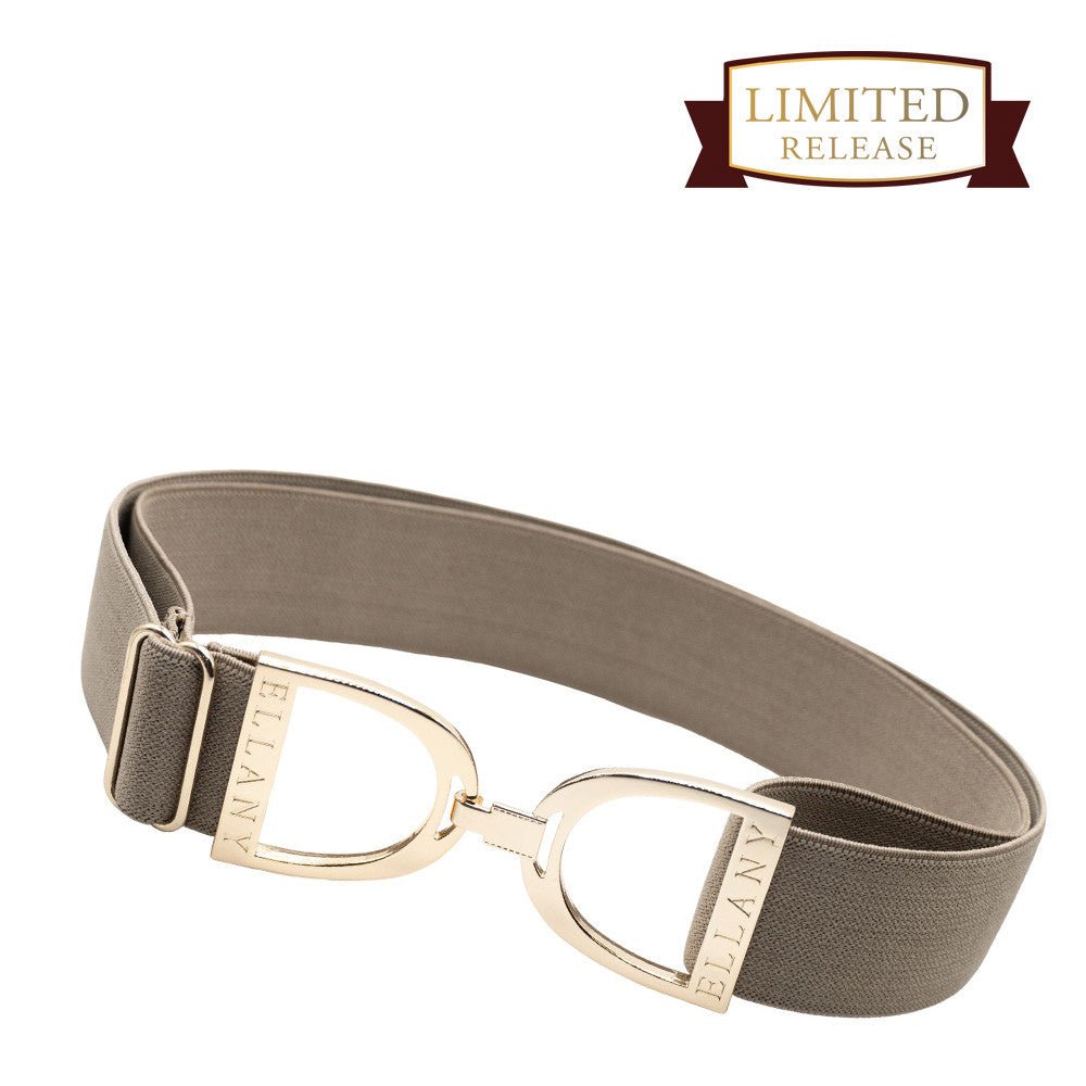 Ellany™ Elastic Belt 1.5" Taupe with Gold Stirrup - Ellany - Equiluxe Tack
