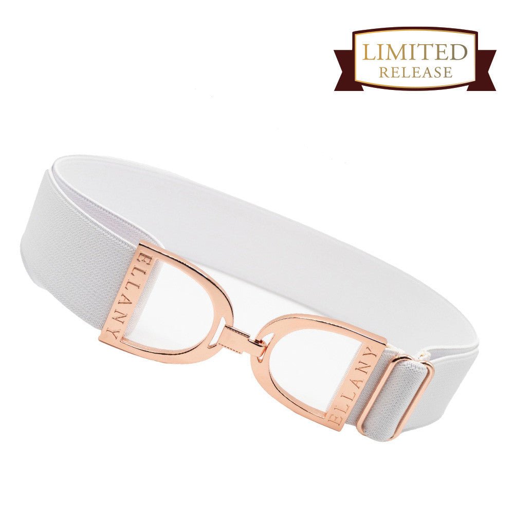 Ellany™ Elastic Belt 1.5" White with Rose Gold Stirrup - Ellany - Equiluxe Tack