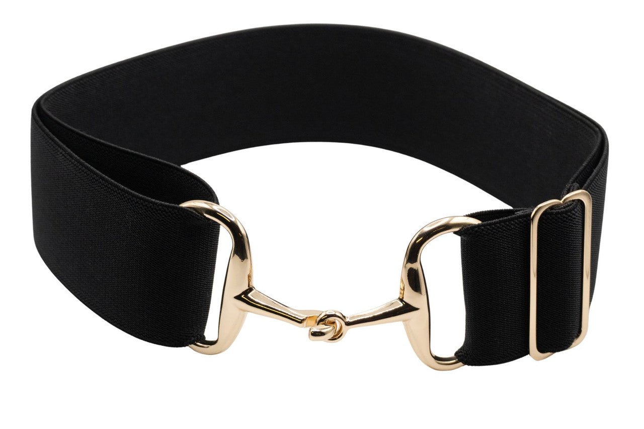 Ellany™ Elastic Belt 2" Black with Gold Snaffle CORE Collection - Ellany - Equiluxe Tack