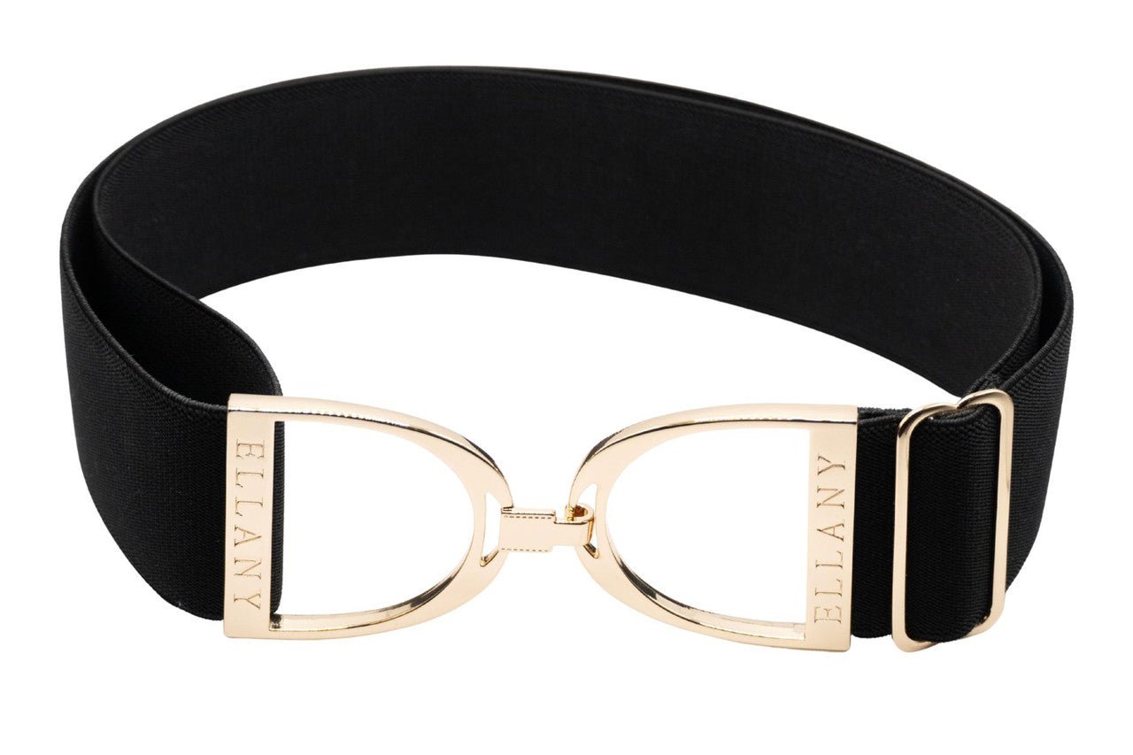 Ellany™ Elastic Belt 2" Black with Gold Stirrup CORE Collection - Ellany - Equiluxe Tack