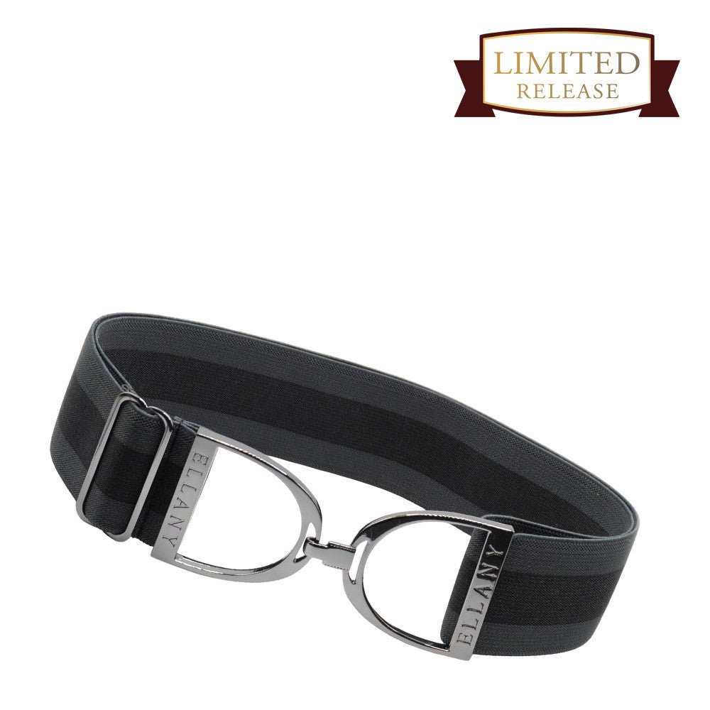 Ellany™ Elastic Belt 2" Charcoal Stripes with Gunmetal Stirrup - Ellany - Equiluxe Tack