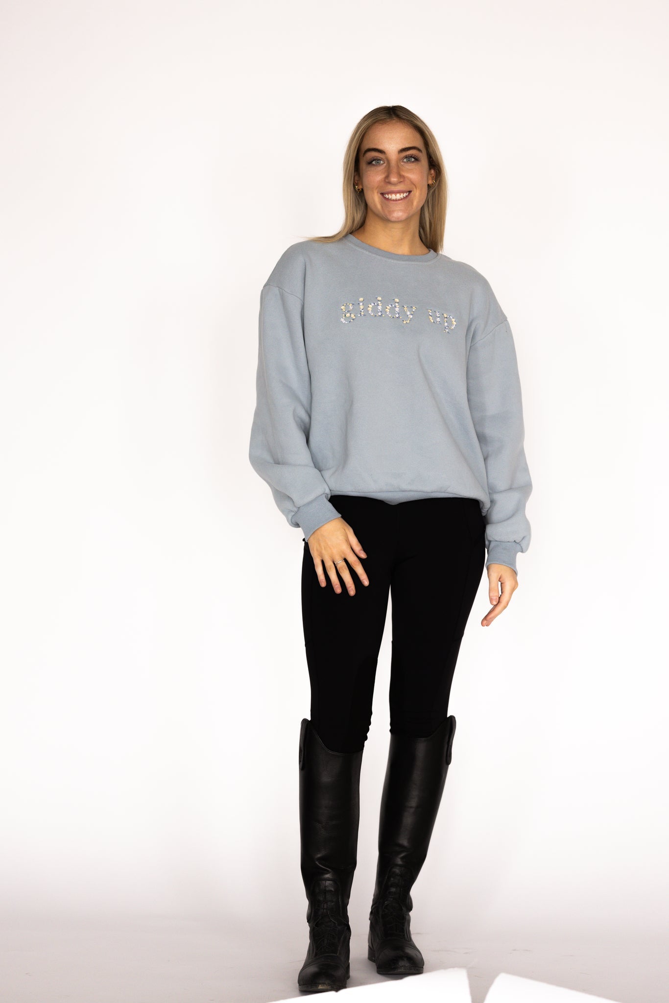 Ellany Giddy Up - Sky Blue Equestrian Sweatshirt - Ellany - Equiluxe Tack
