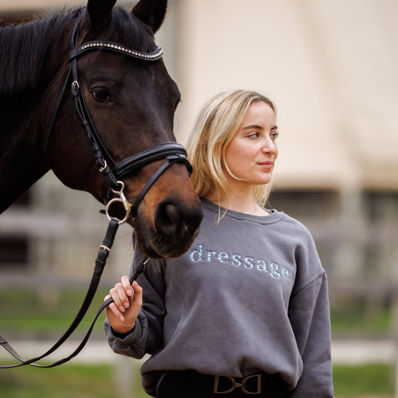 Ellany Grey "DRESSAGE" Sweatshirt - Blue Ombre - Ellany - Equiluxe Tack