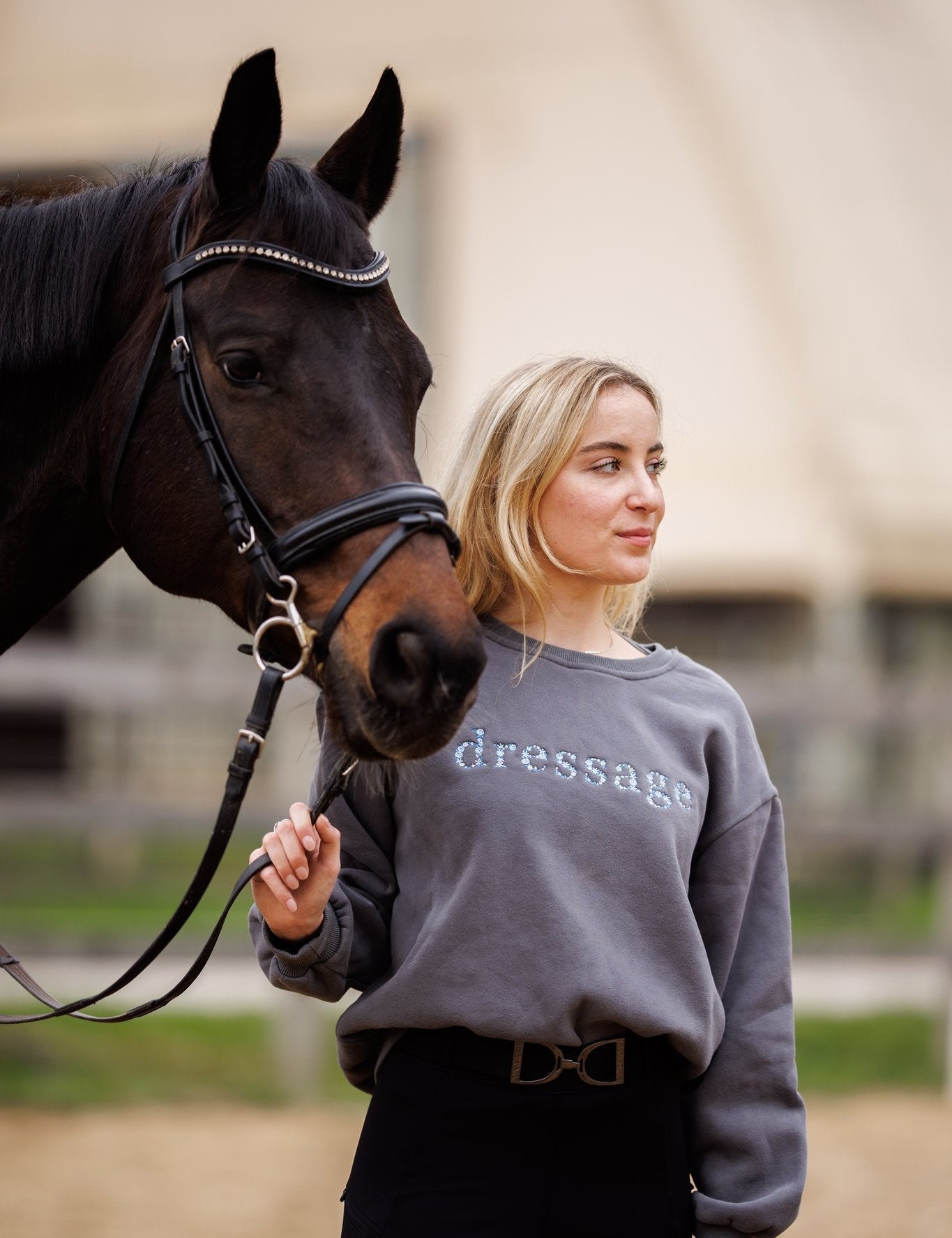 Ellany Grey "DRESSAGE" Sweatshirt - Blue Ombre - Ellany - Equiluxe Tack