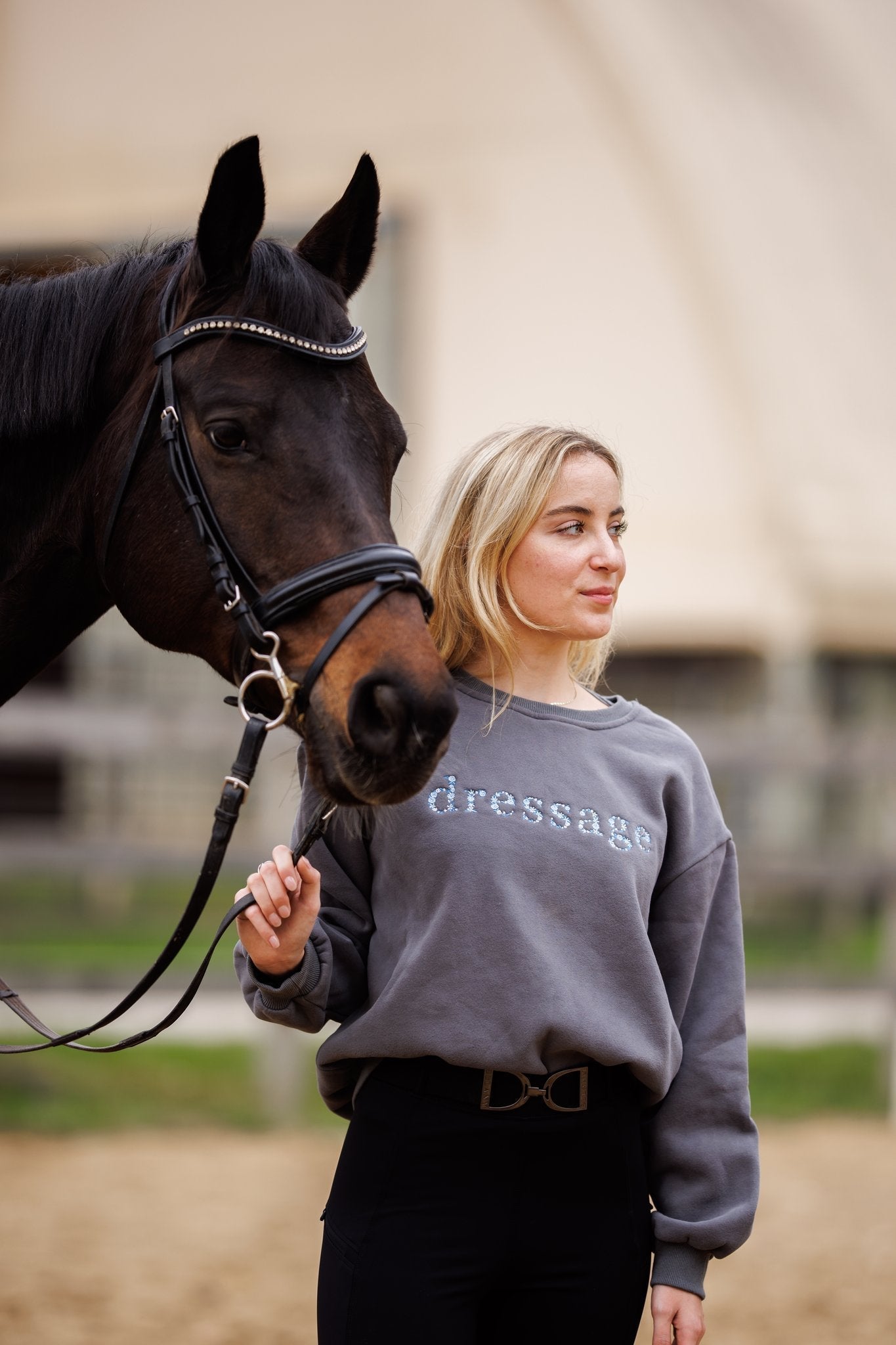 Ellany Grey "DRESSAGE" Sweatshirt - Blue Ombre - Ellany - Equiluxe Tack