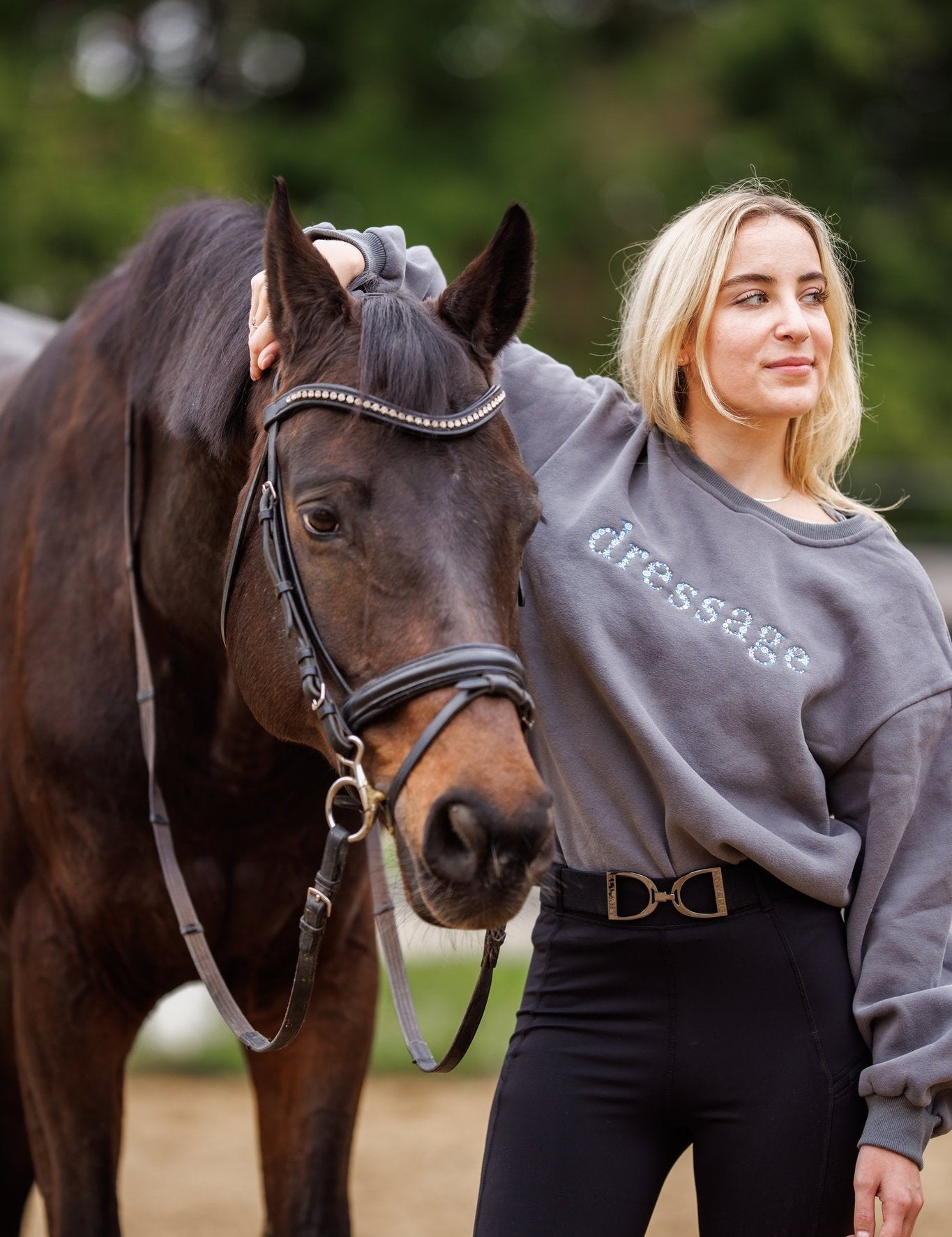 Ellany Grey "DRESSAGE" Sweatshirt - Blue Ombre - Ellany - Equiluxe Tack