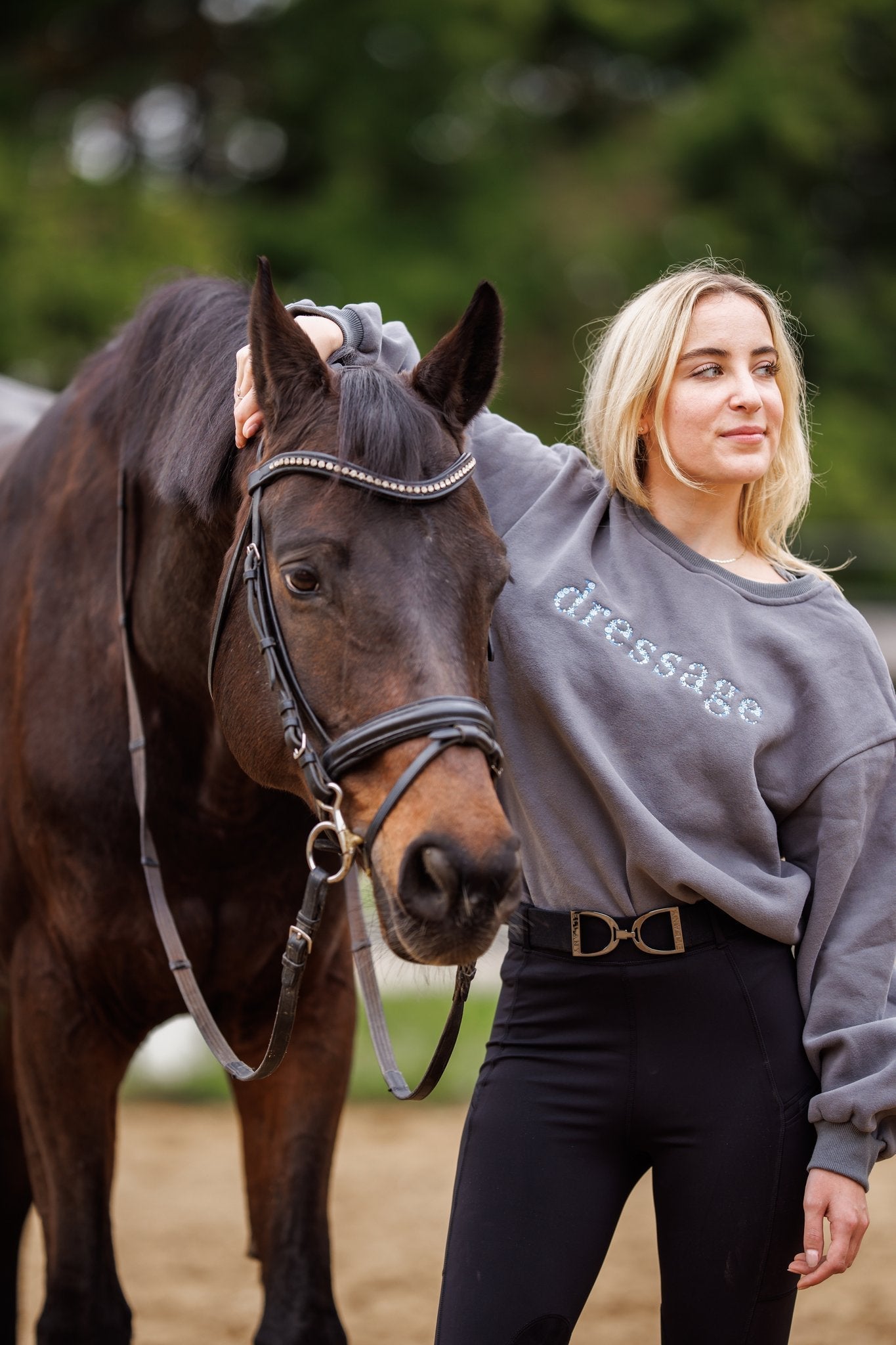 Ellany Grey "DRESSAGE" Sweatshirt - Blue Ombre - Ellany - Equiluxe Tack