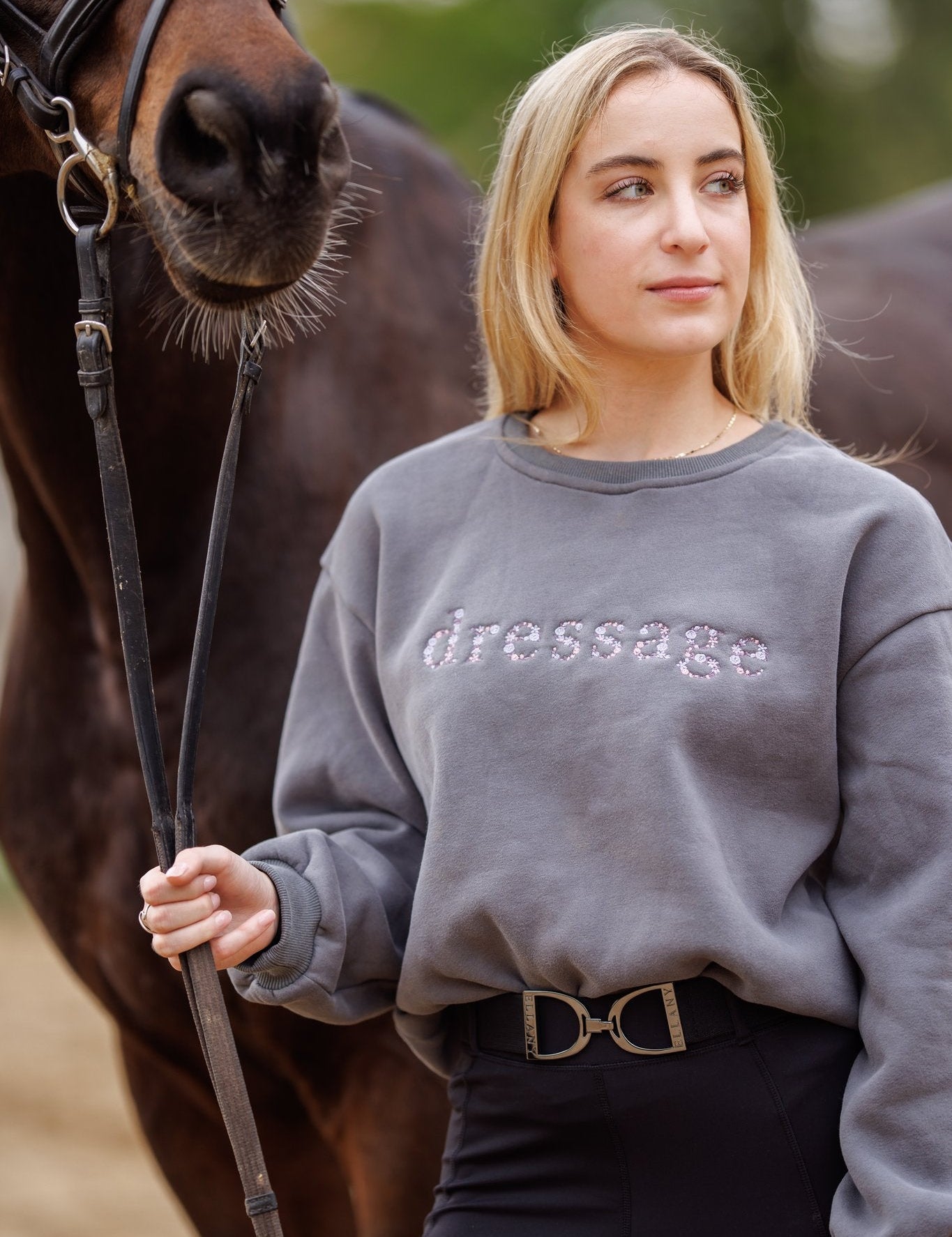Ellany Grey "DRESSAGE" Sweatshirt - Purple - Ellany - Equiluxe Tack