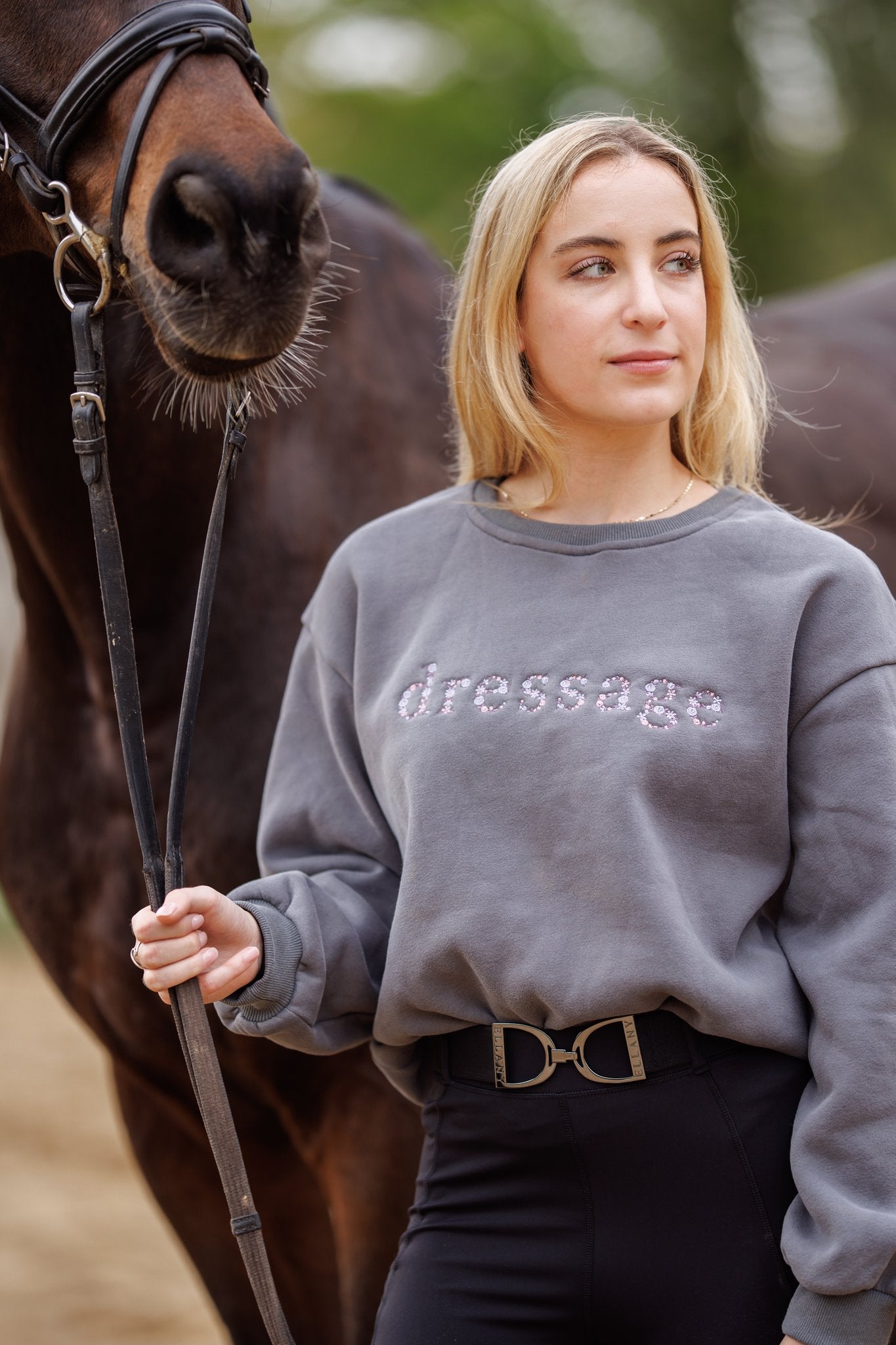 Ellany Grey "DRESSAGE" Sweatshirt - Purple - Ellany - Equiluxe Tack