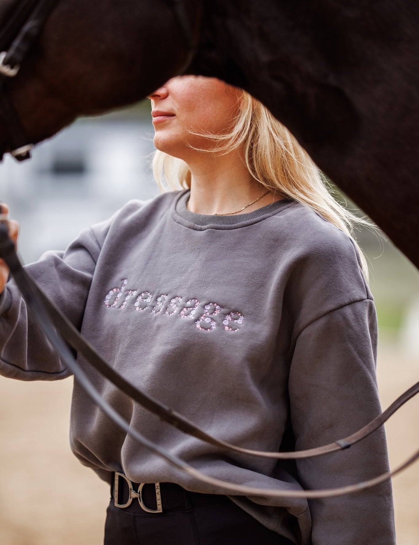 Ellany Grey "DRESSAGE" Sweatshirt - Purple - Ellany - Equiluxe Tack