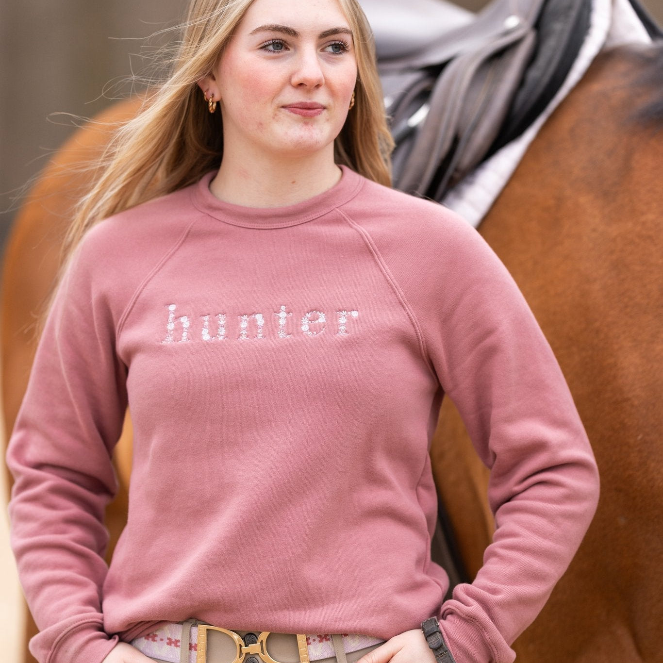 Ellany Lightweight Mauve Flower Hunter Sweatshirt - Ellany - Equiluxe Tack