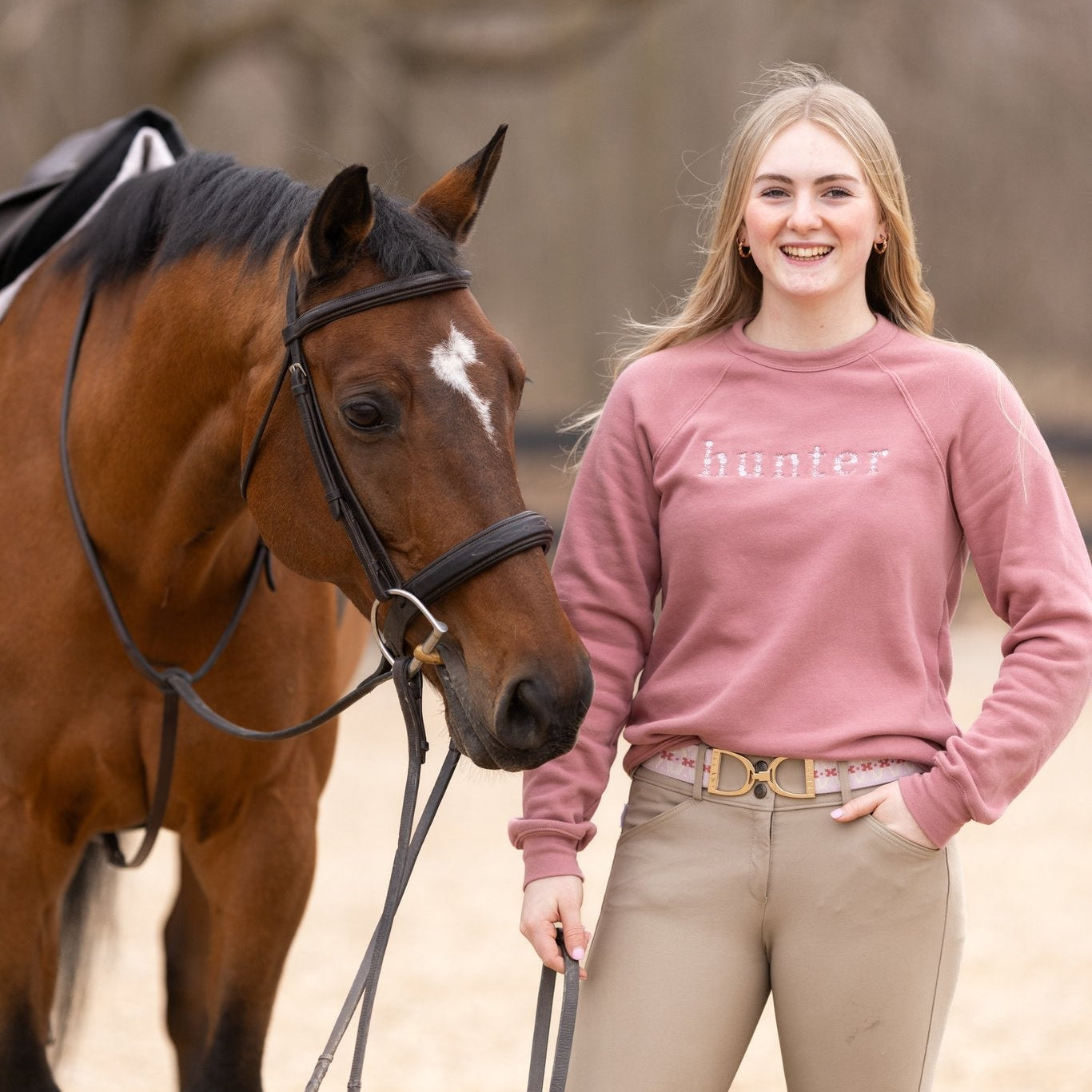 Ellany Lightweight Mauve Flower Hunter Sweatshirt - Ellany - Equiluxe Tack