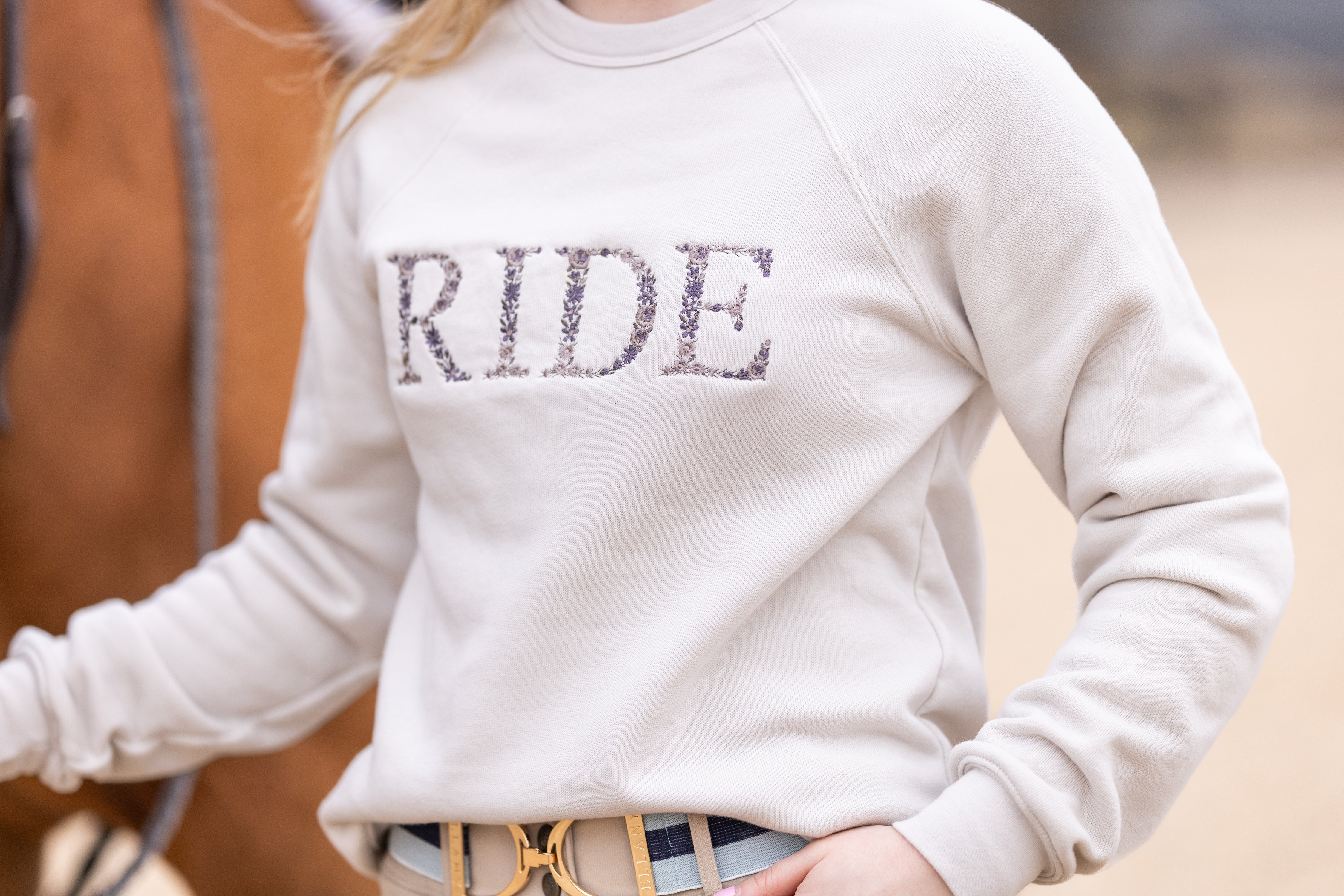 Ellany Lightweight Oatmeal RIDE Sweatshirt - Ellany - Equiluxe Tack