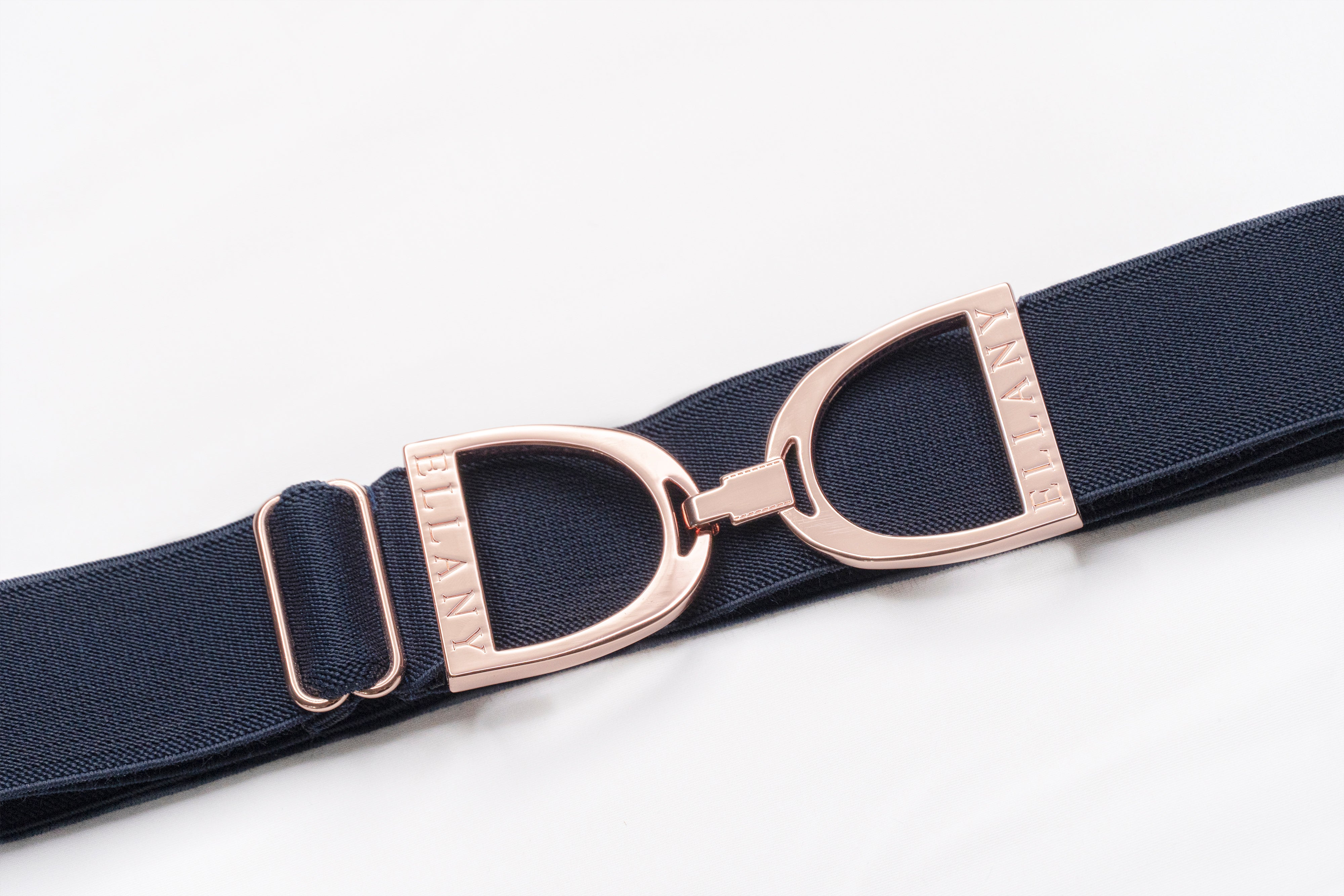 Ellany Navy - 1.5" Rose Gold Stirrup Elastic Belt - Ellany - Equiluxe Tack