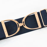 Ellany Navy - 2" Rose Gold Stirrup Elastic Belt - Ellany - Equiluxe Tack