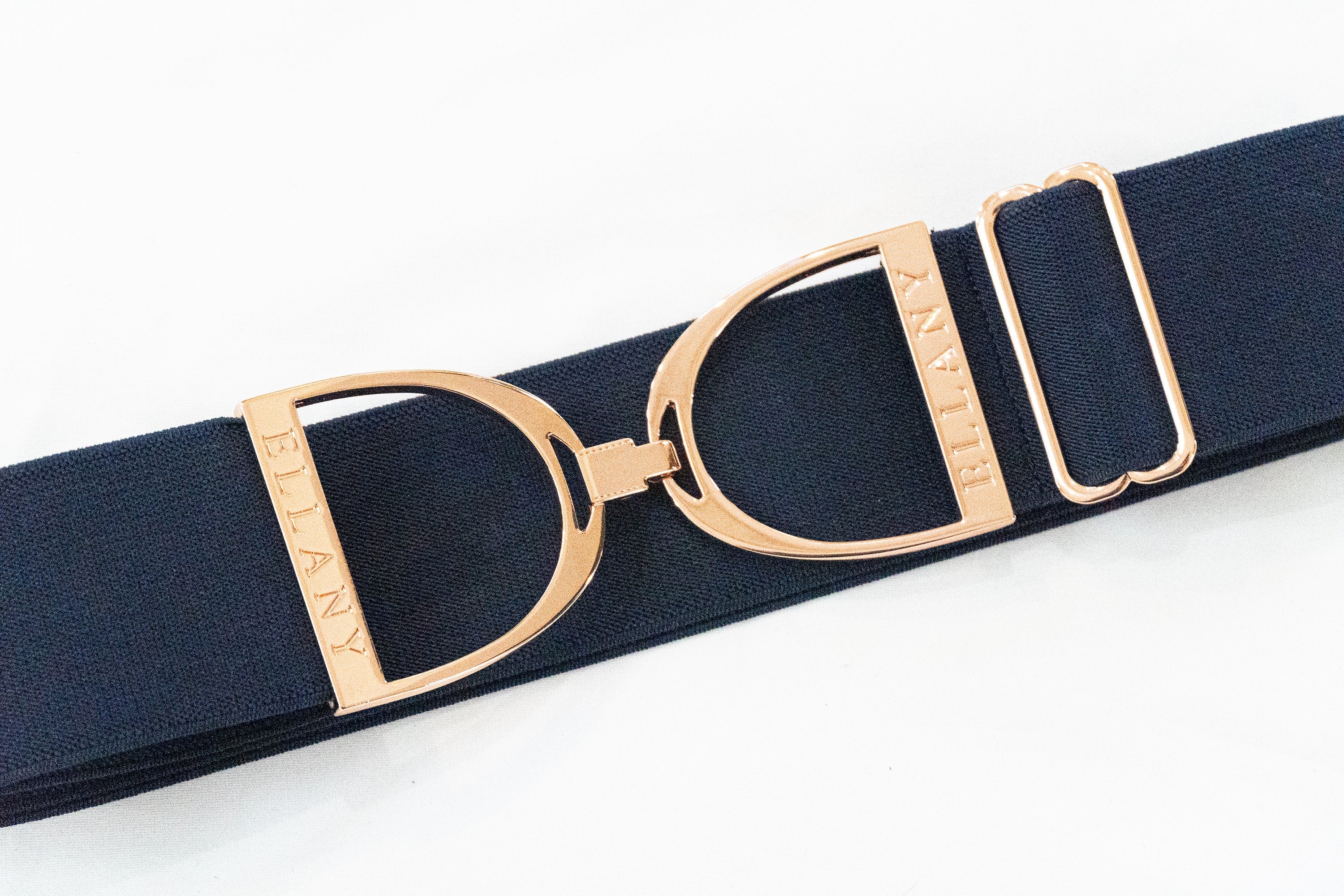 Ellany Navy - 2" Rose Gold Stirrup Elastic Belt - Ellany - Equiluxe Tack