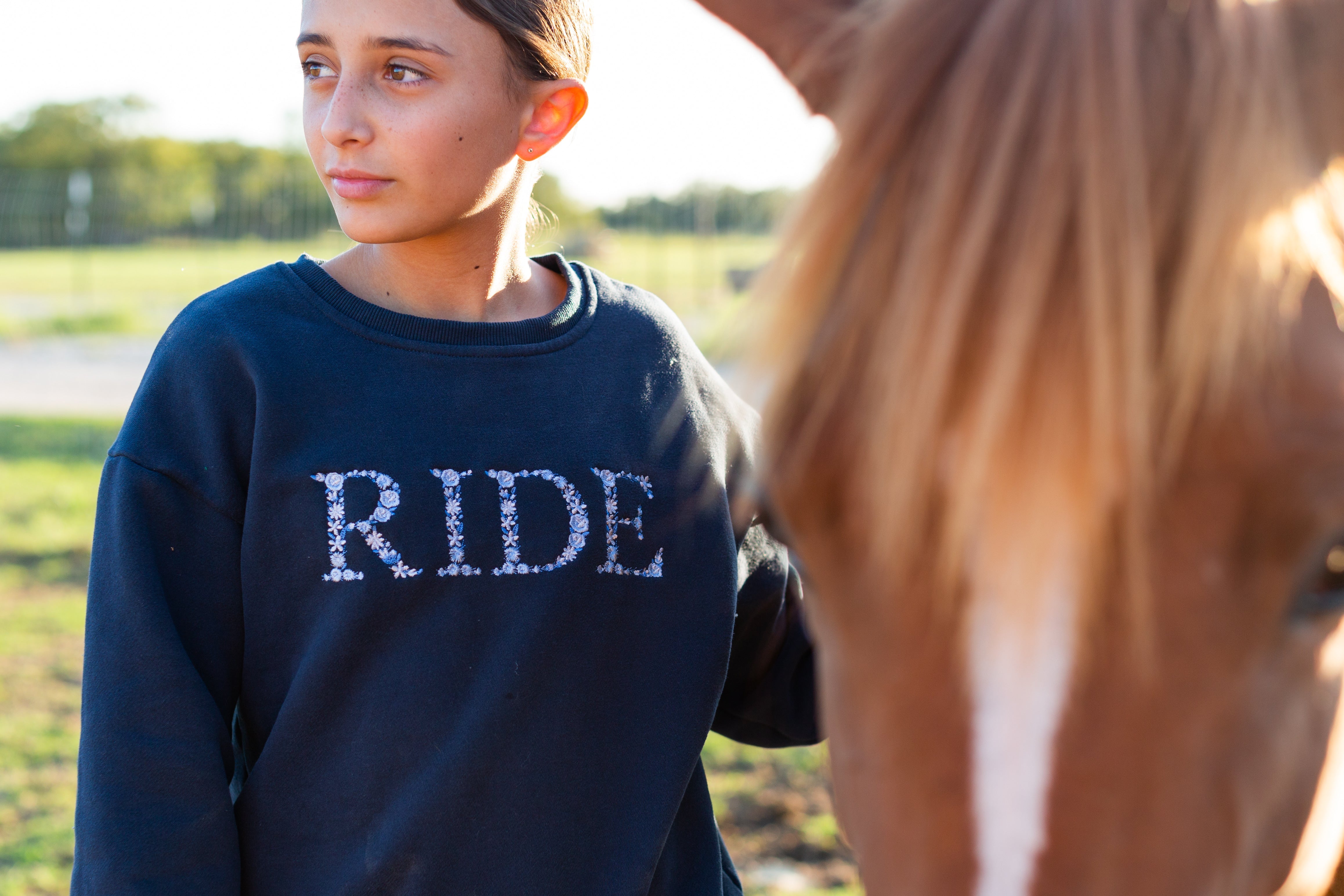 Ellany Navy "RIDE" Sweatshirt - Blue Ombre - Ellany - Equiluxe Tack