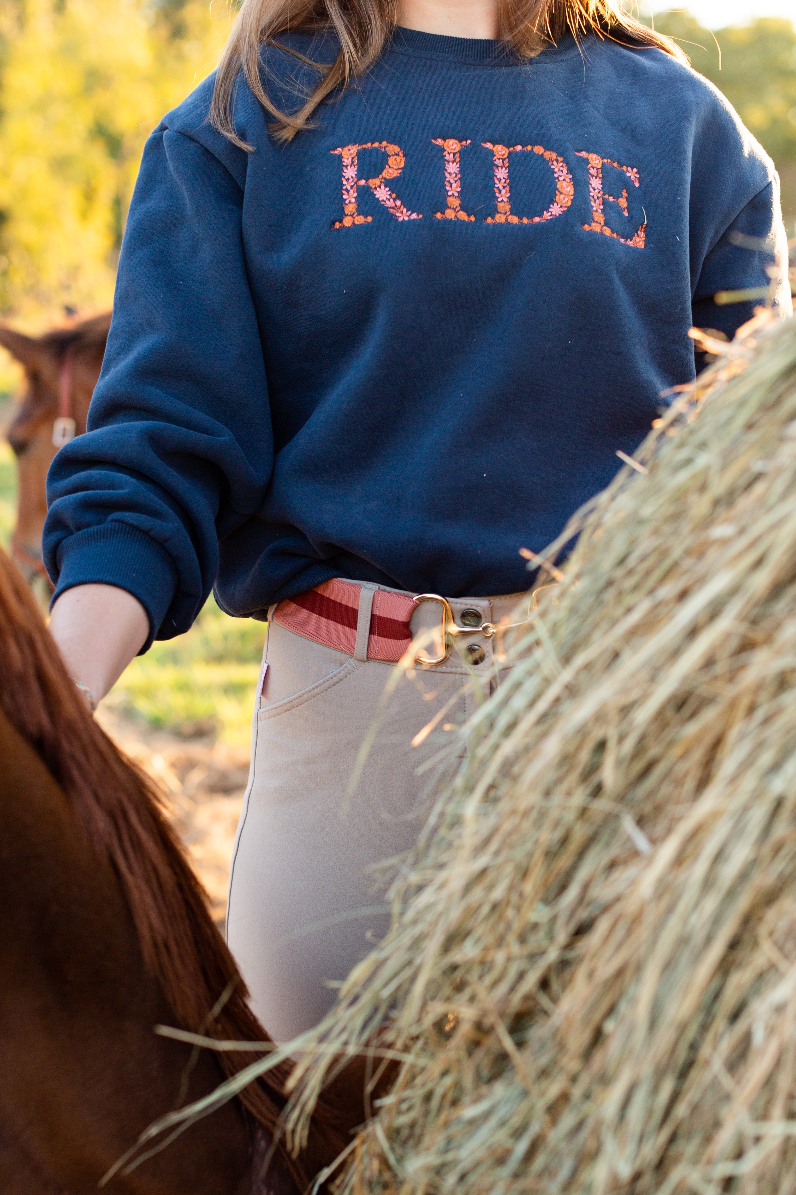 Ellany Navy "RIDE" Sweatshirt - Rust - Ellany - Equiluxe Tack