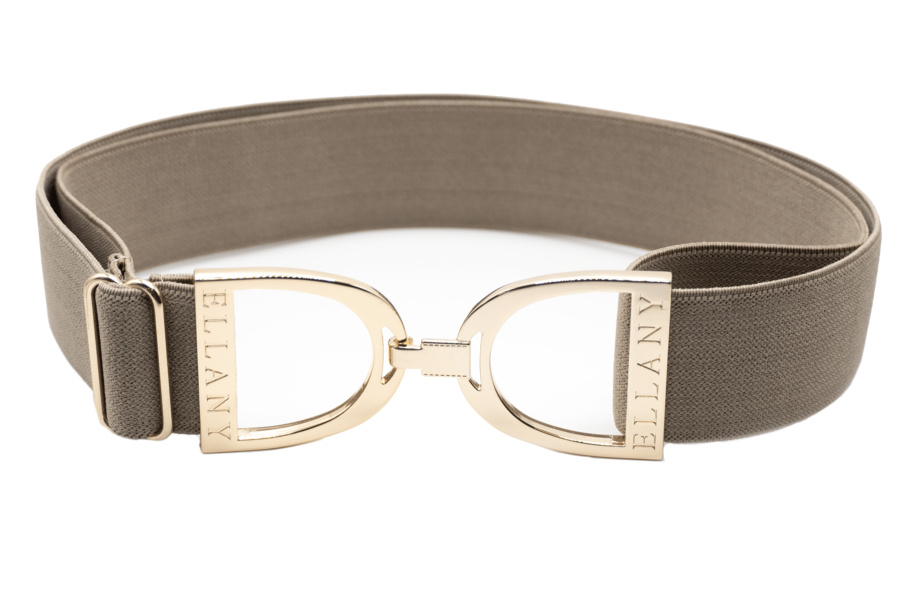 Ellany Taupe - 1.5" Gold Stirrup Elastic Belt - Huston x Ellany - Equiluxe Tack