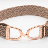 Ellany Taupe Tribal - 1.5" Rose Gold Stirrup Elastic Belt - Huston x Ellany - Equiluxe Tack
