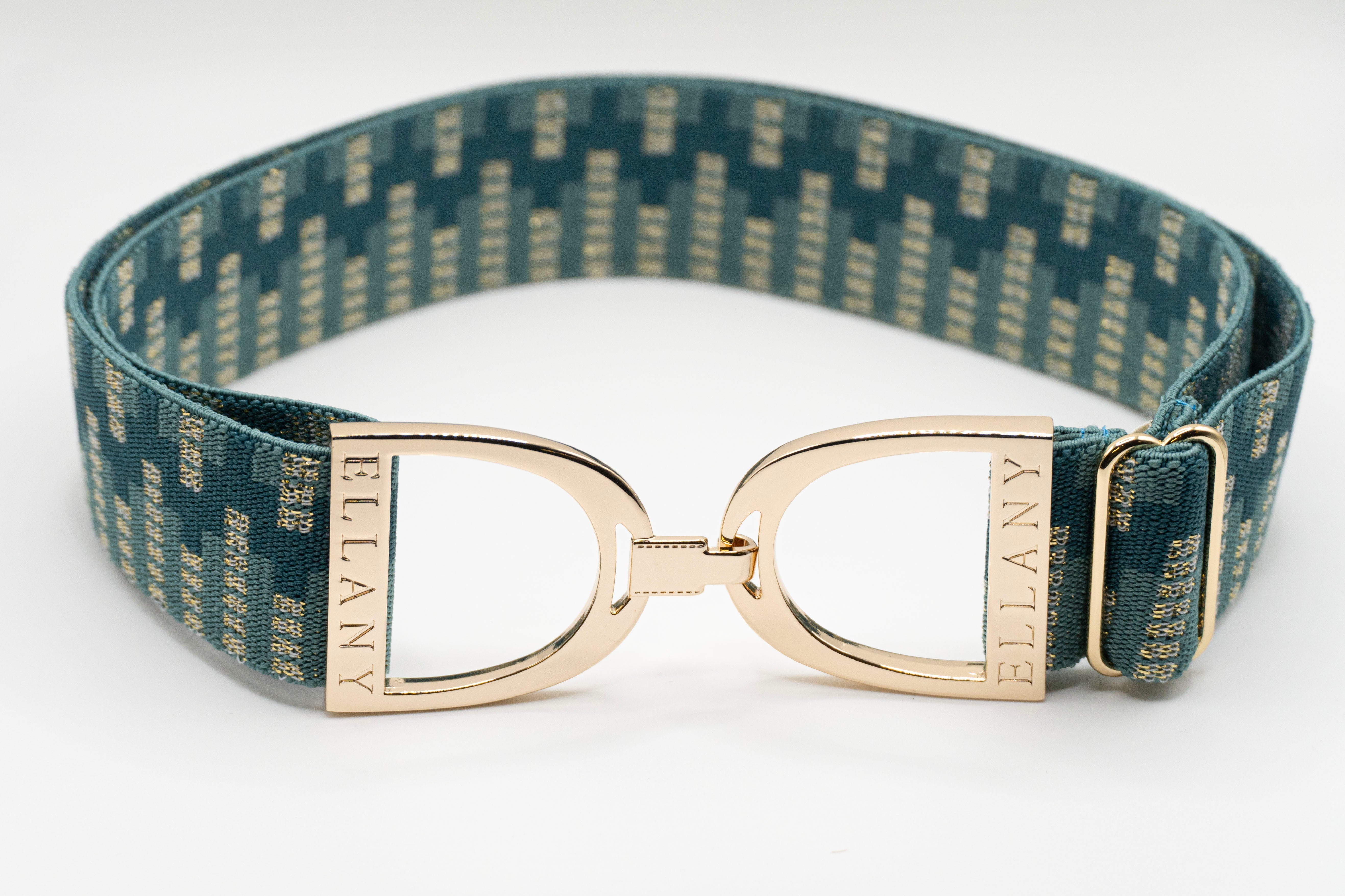 Ellany Teal Lyndon - 1.5" Gold Stirrup Elastic Belt - Huston x Ellany - Equiluxe Tack