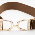 Ellany Toffee - 1.5" Gold Stirrup Elastic Belt - Huston x Ellany - Equiluxe Tack
