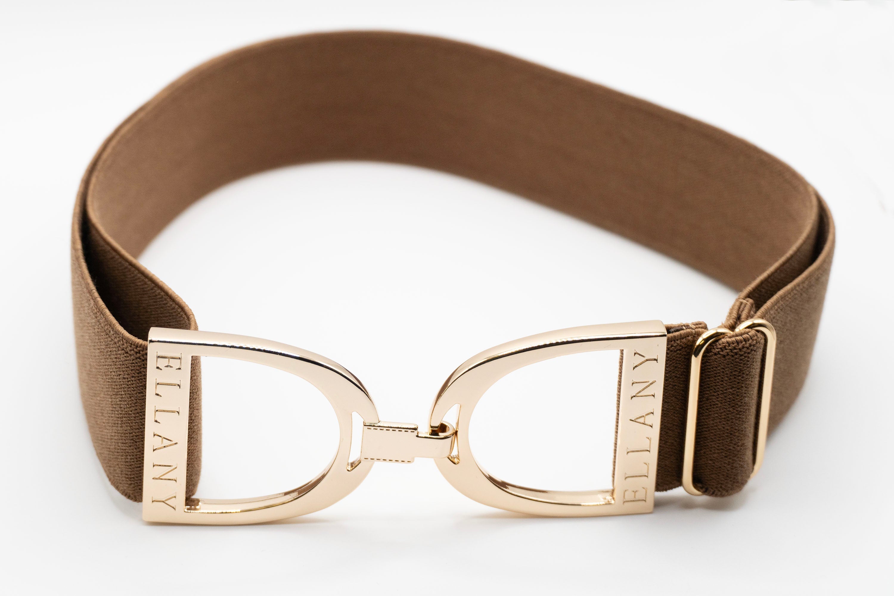 Ellany Toffee - 1.5" Gold Stirrup Elastic Belt - Huston x Ellany - Equiluxe Tack