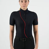 Equestrian Club LENNA Short Sleeve Ventilated Black & Red Shirt - Equestrian Club - Equiluxe Tack