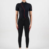 Equestrian Club LENNA Short Sleeve Ventilated Black & Red Shirt - Equestrian Club - Equiluxe Tack