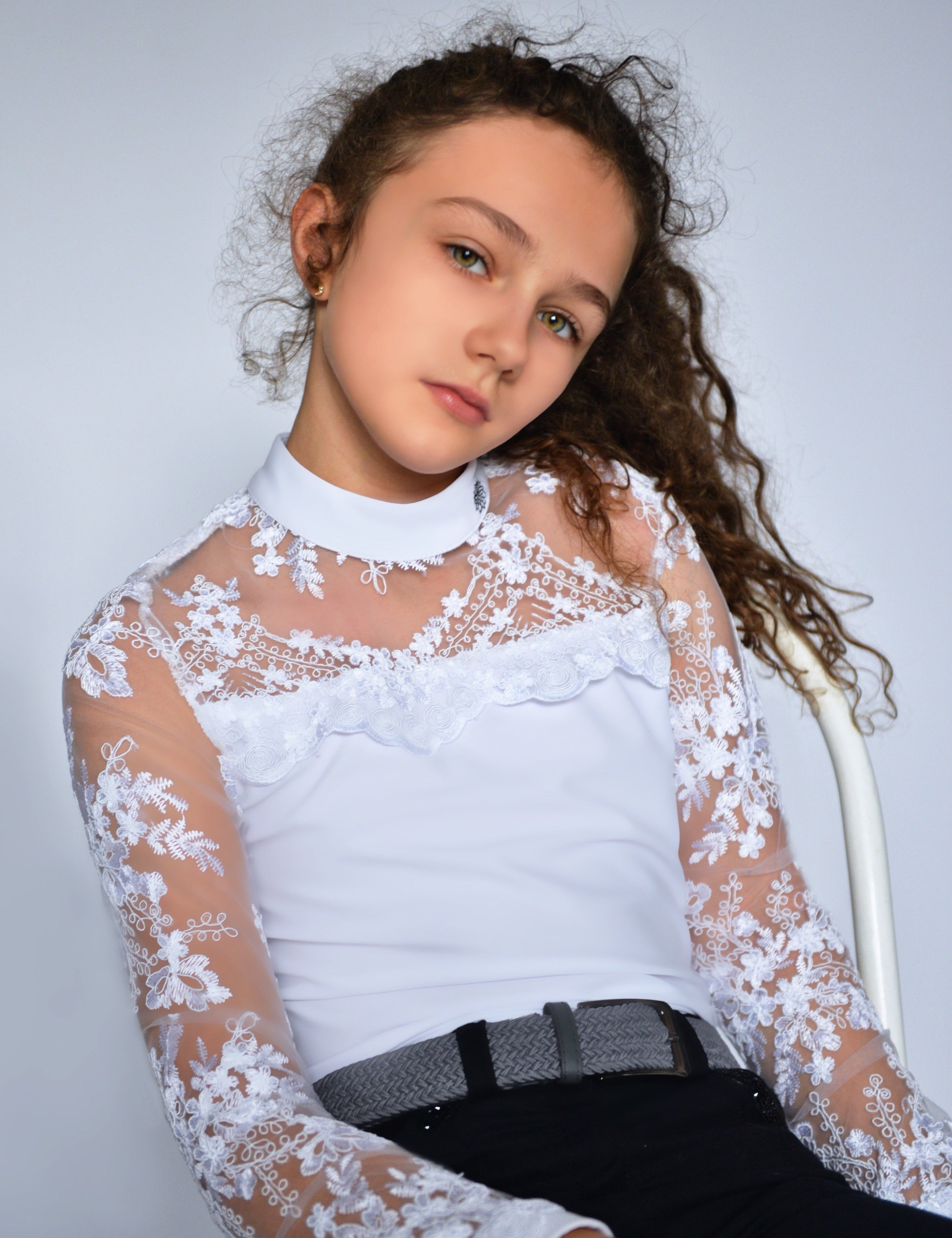 Equestrian Show Shirt White DAISY KIDS Design By Dalia - Equiluxe Tack - Equiluxe Tack