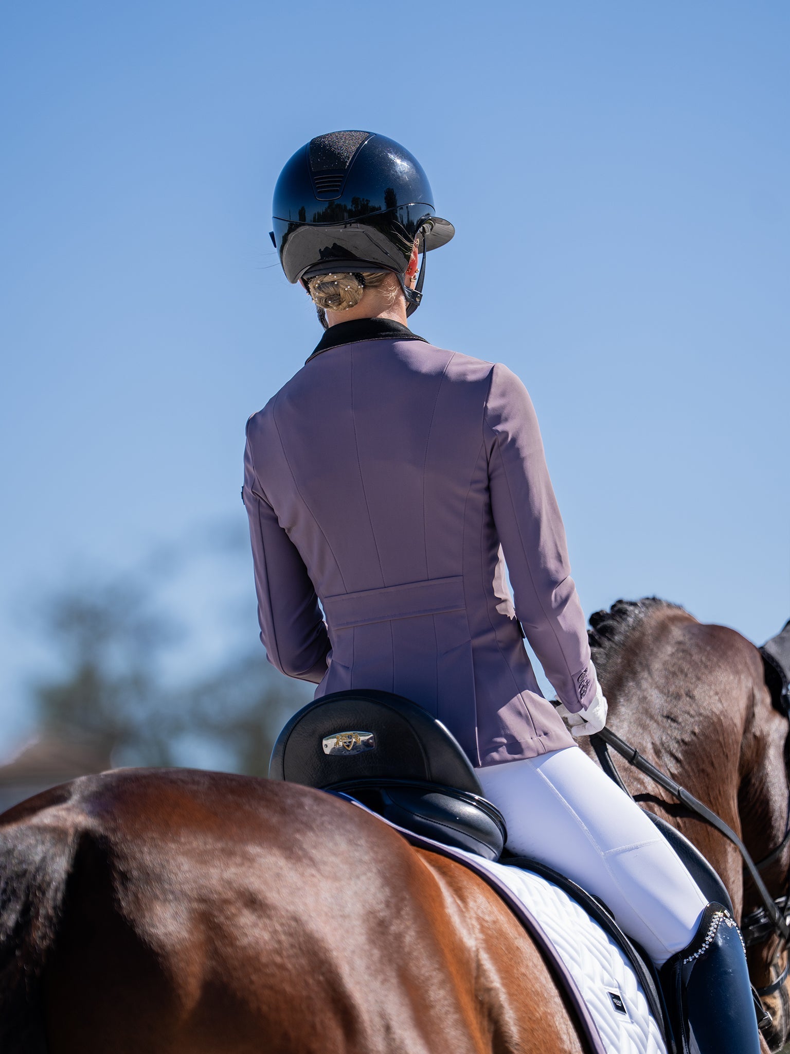 Equestrian Stockholm Dressage Saddle Pad Modern White Dark Violet - Equestrian Stockholm - Equiluxe Tack