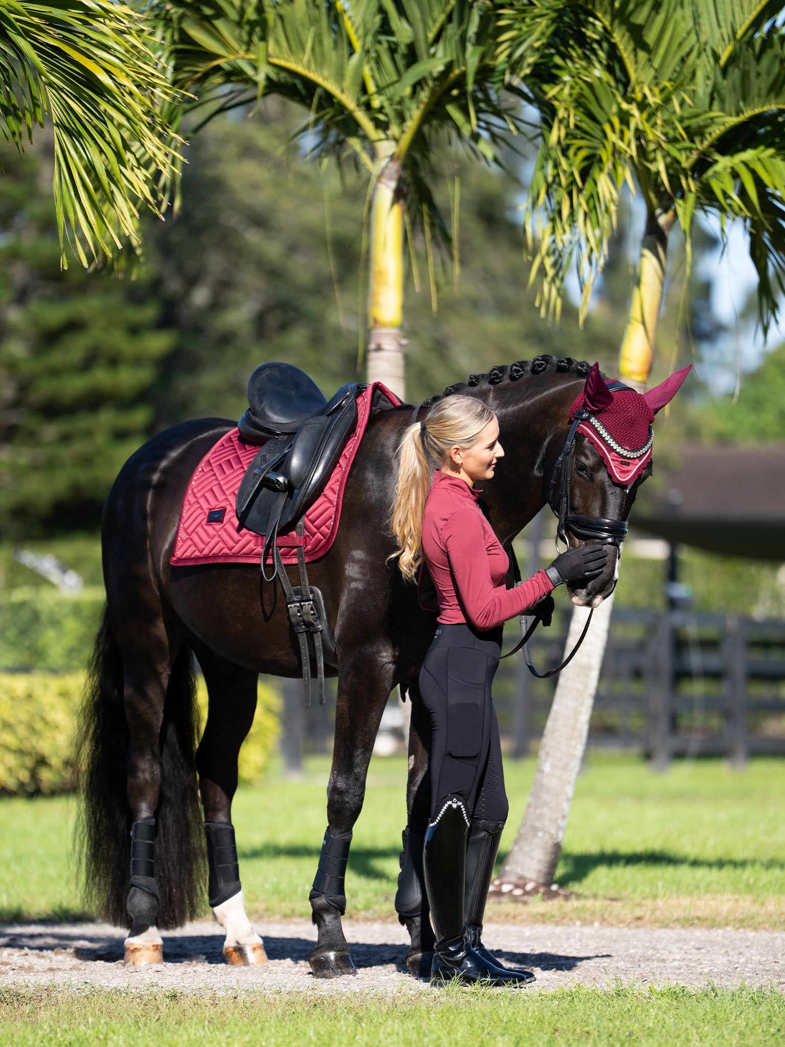 Equestrian Stockholm Ear Bonnet Bordeaux - Equestrian Stockholm - Equiluxe Tack