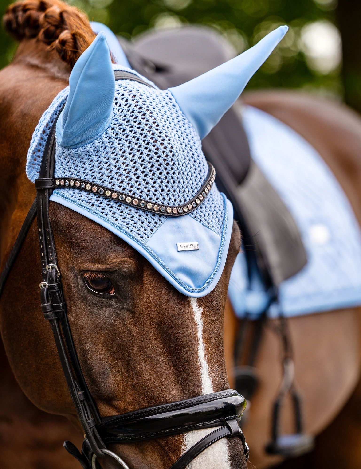 Equestrian Stockholm Ear Bonnet Modern Midsummer Blue - Equestrian Stockholm - Equiluxe Tack