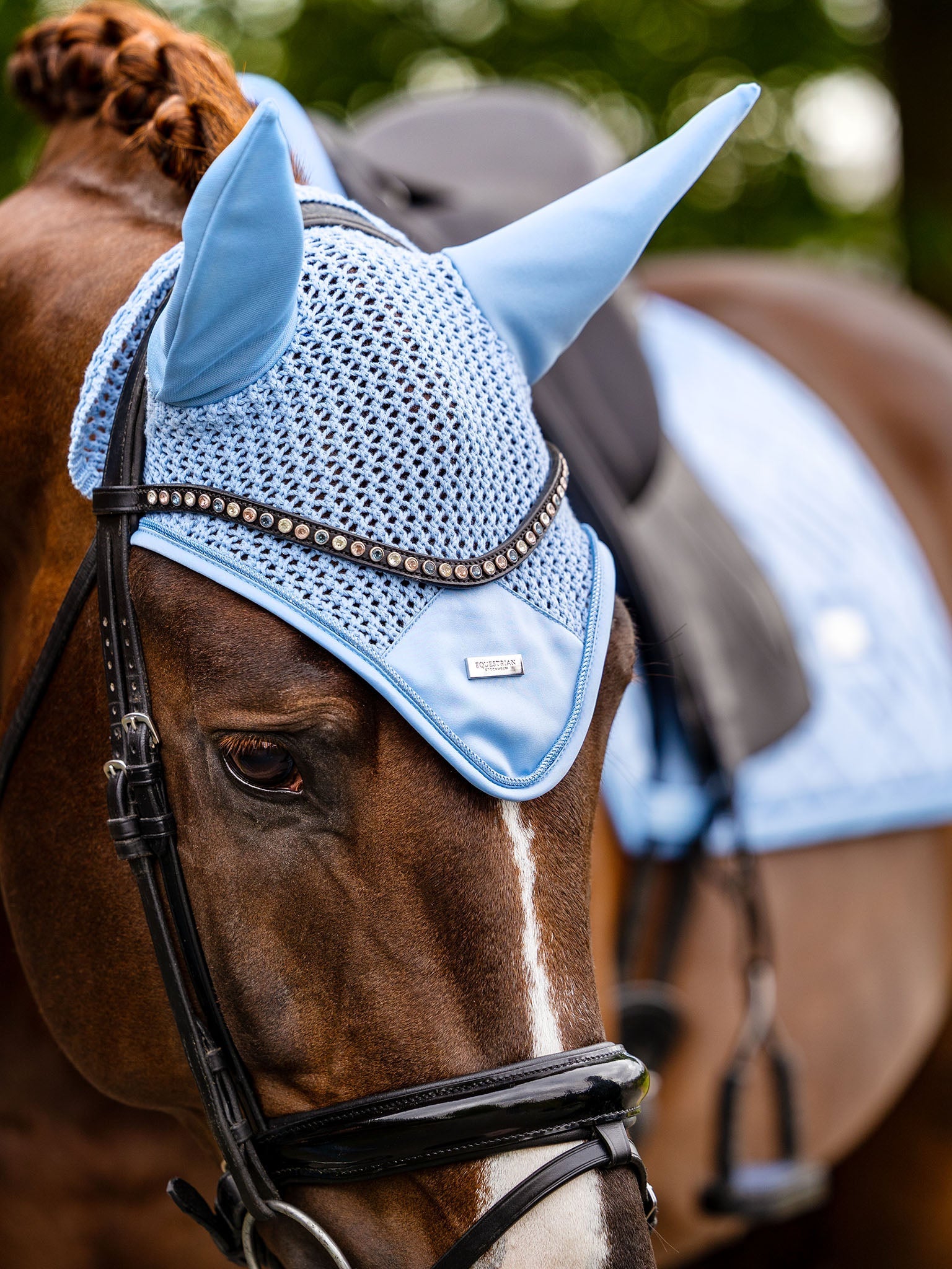 Equestrian Stockholm Ear Bonnet Modern Midsummer Blue - Equestrian Stockholm - Equiluxe Tack
