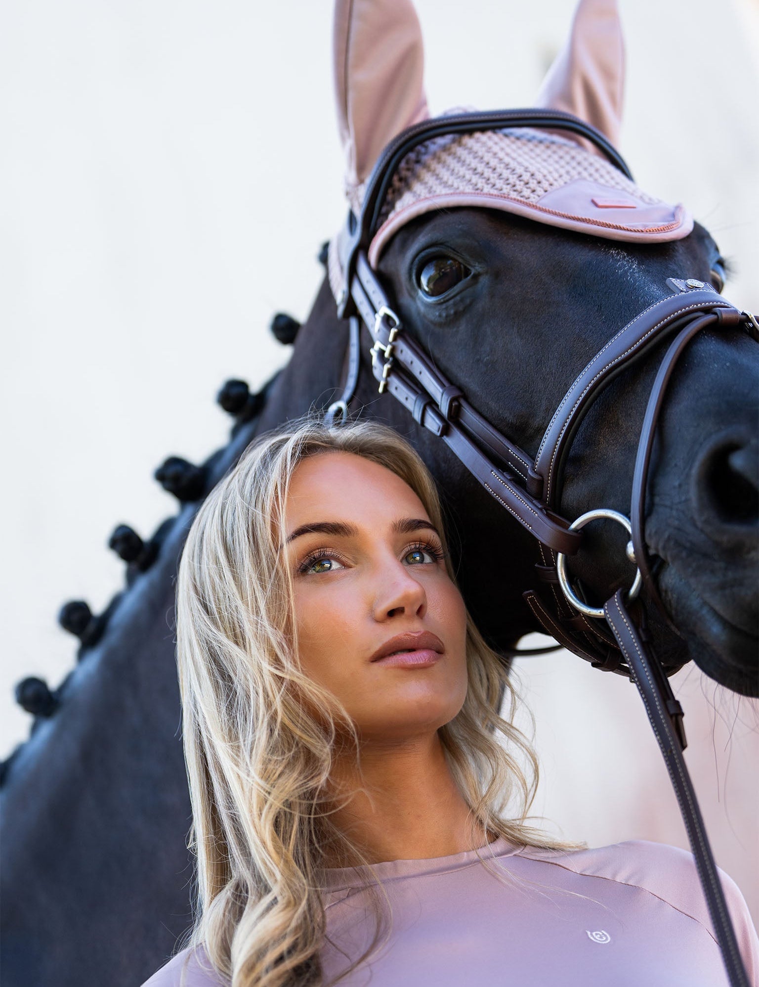 Equestrian Stockholm Ear Bonnet Modern Midsummer Blush - Equestrian Stockholm - Equiluxe Tack